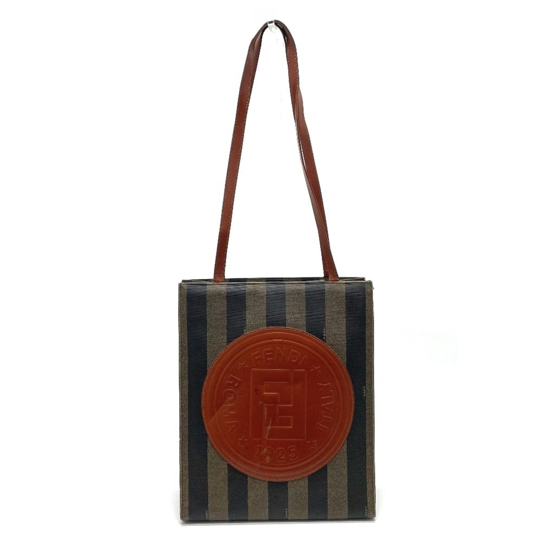FENDI Pecan FF Logo Tote Shoulder Bag in PVC/Leather