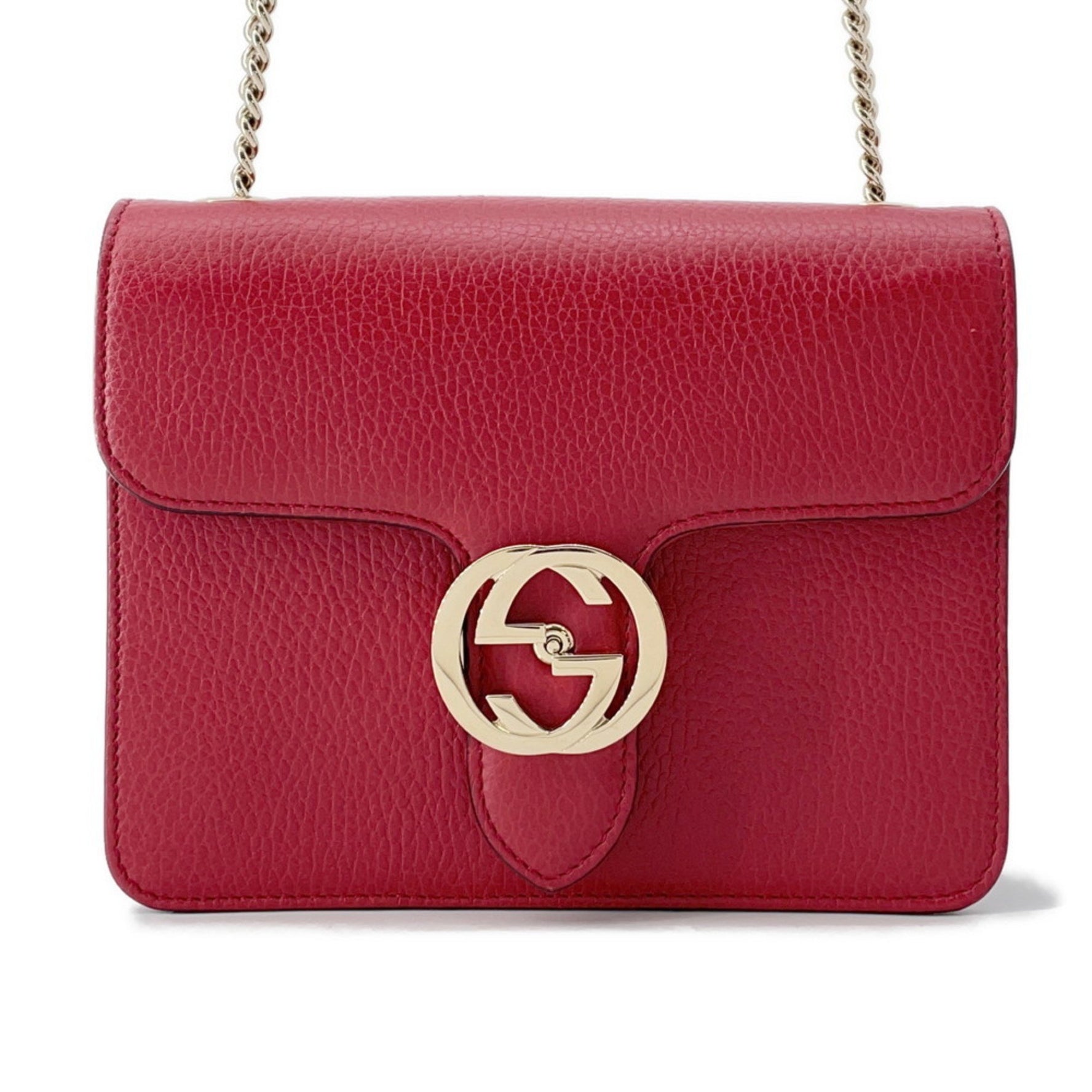 Gucci Chain Shoulder Bag Interlocking G GUCCI Red