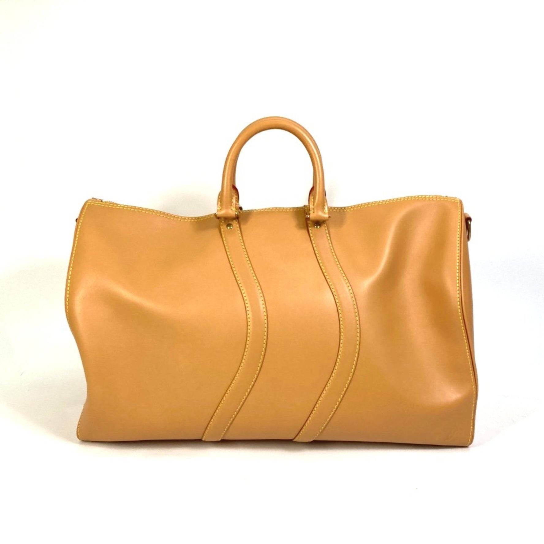 LOUIS VUITTON Keepall Bandouliere 50 Travel Bag, Boston Natural Leather