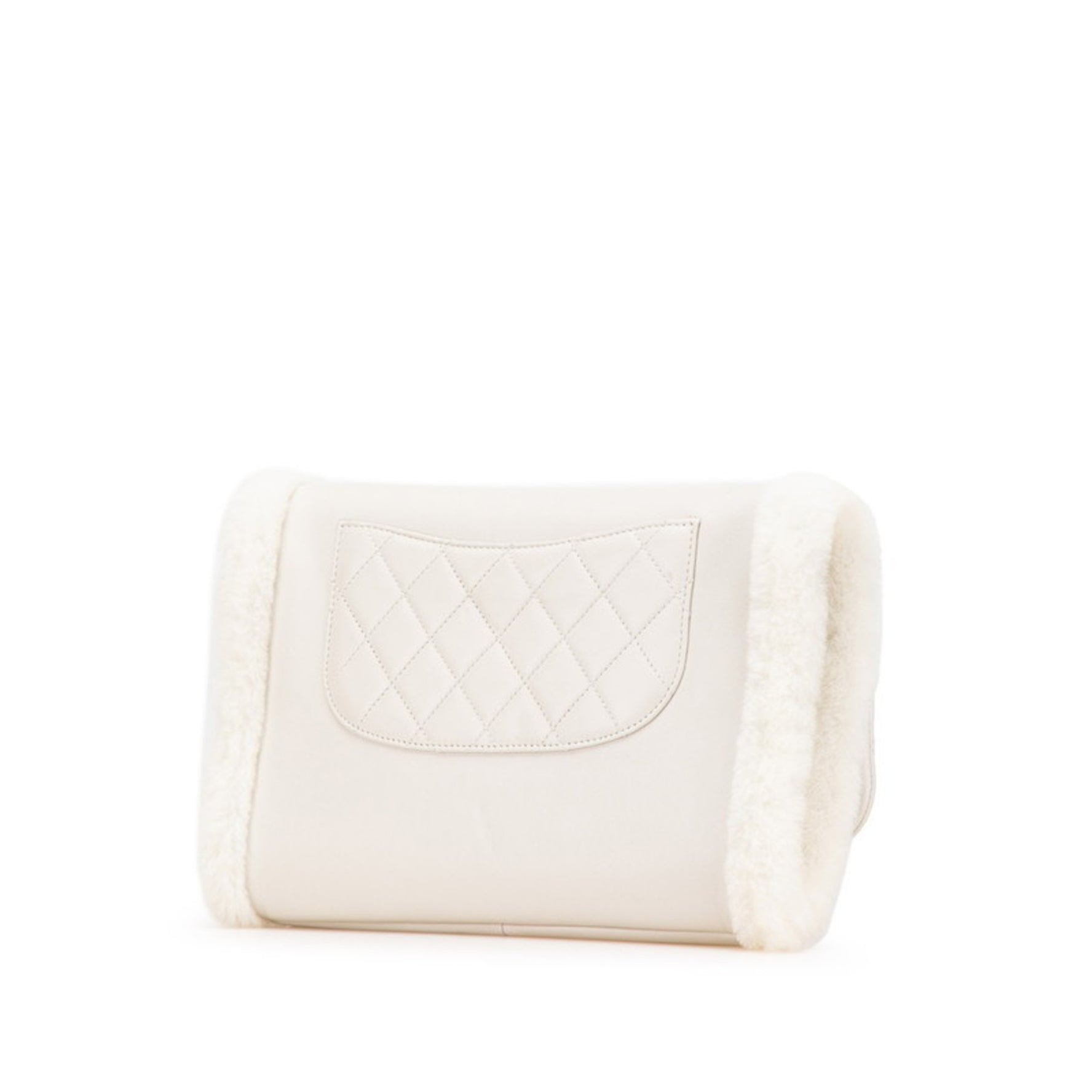 CHANEL Matelasse Coco Mark Hand Warmer Chain Shoulder Bag in with Gold Hardware, Lambskin and Fur