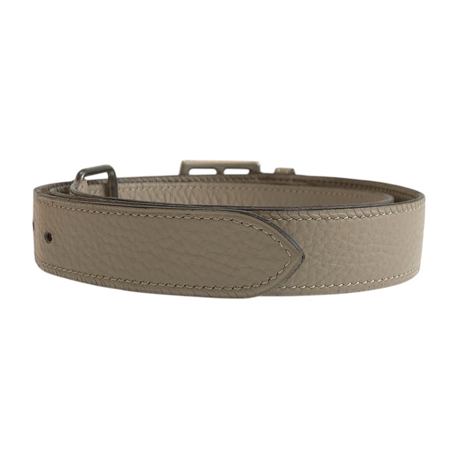 HERMES Etrivière Beige Togo Leather Belt with Silver Hardware and D Stamp
