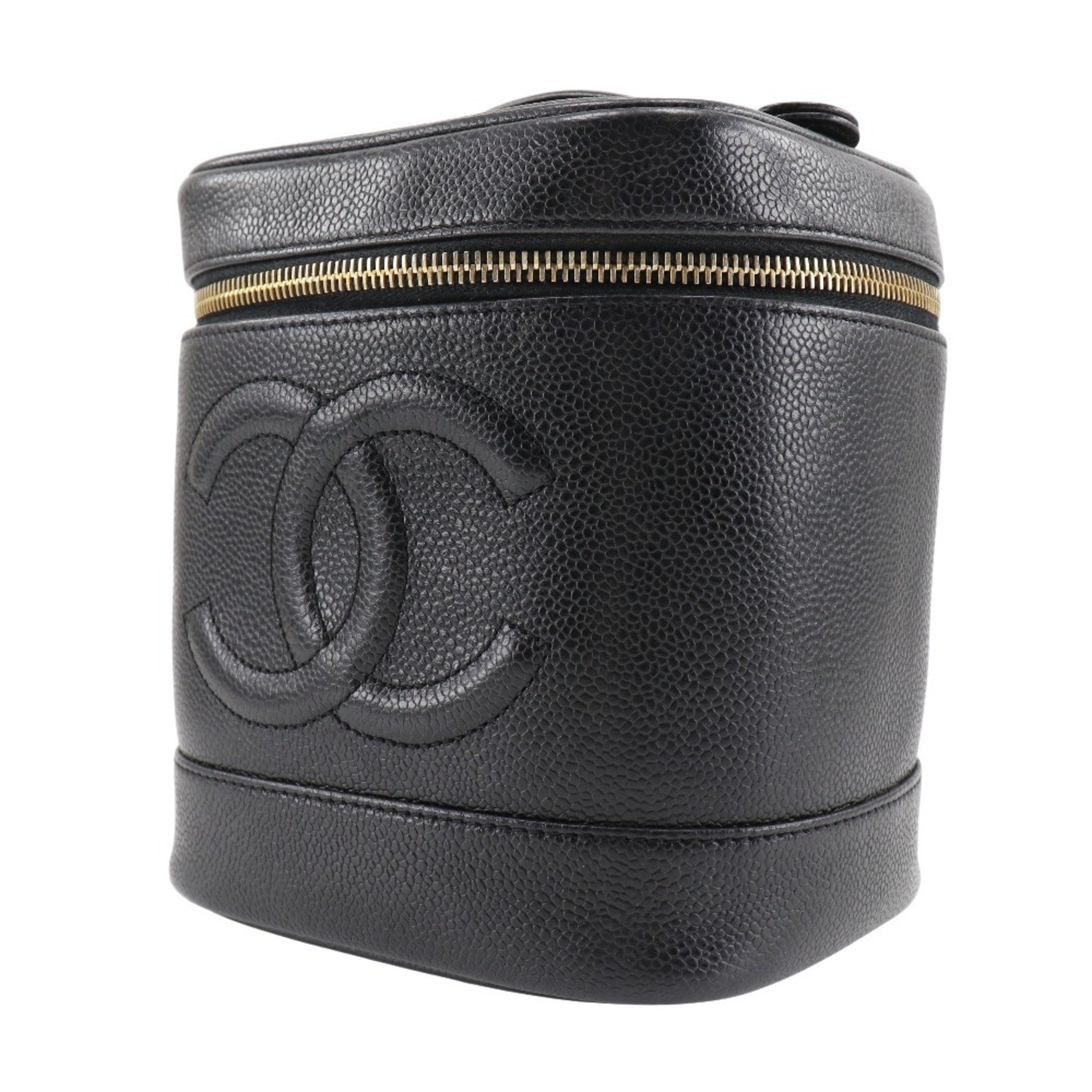Chanel Vanity Handbag Coco Mark Caviar Skin Ladies