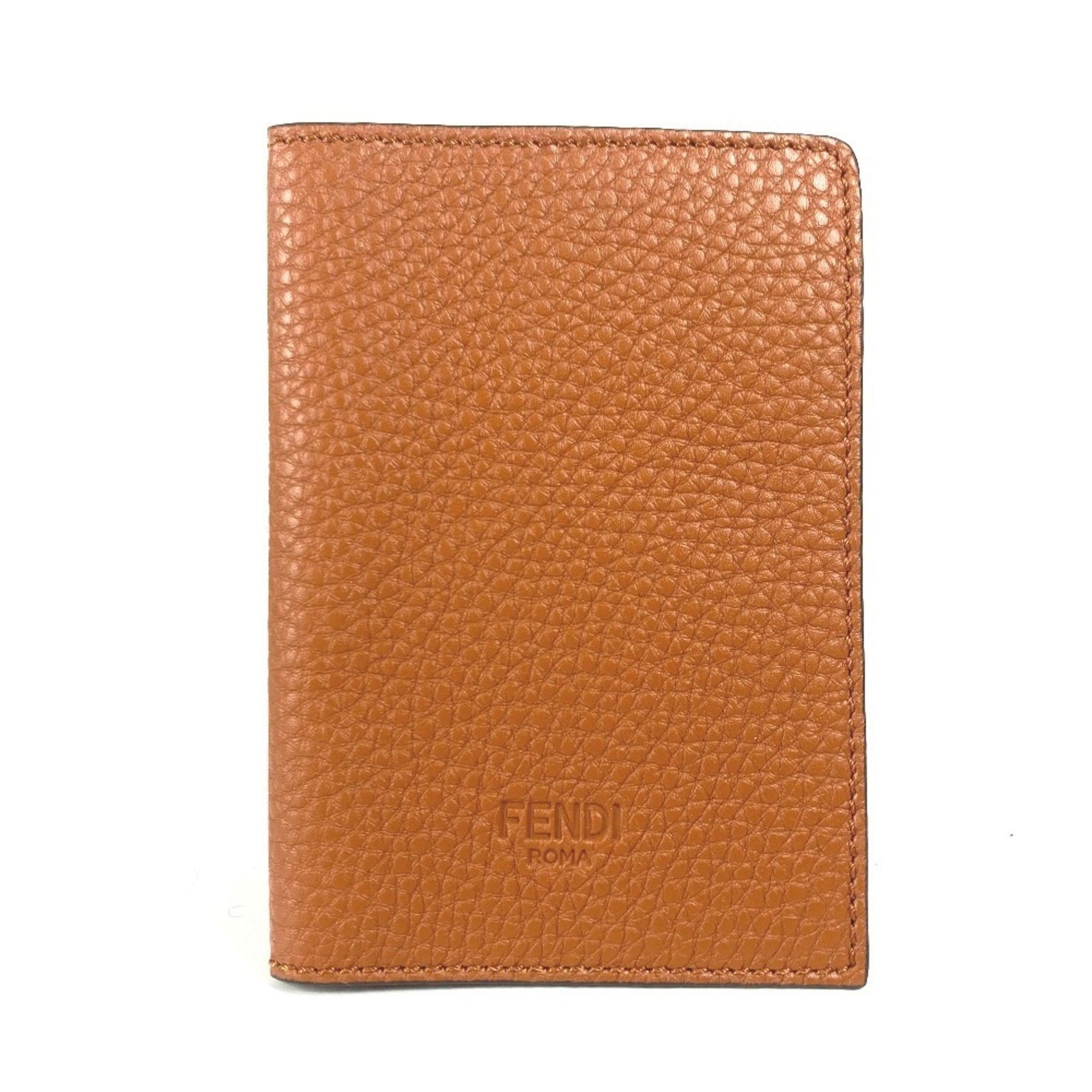 FENDI Logo Passport Cover Stationery Case Leather Men's Like New