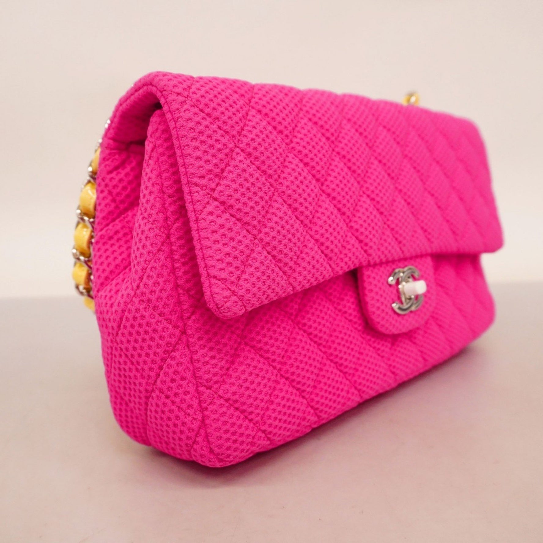 Chanel Shoulder Bag W Chain Mesh Pink Women's