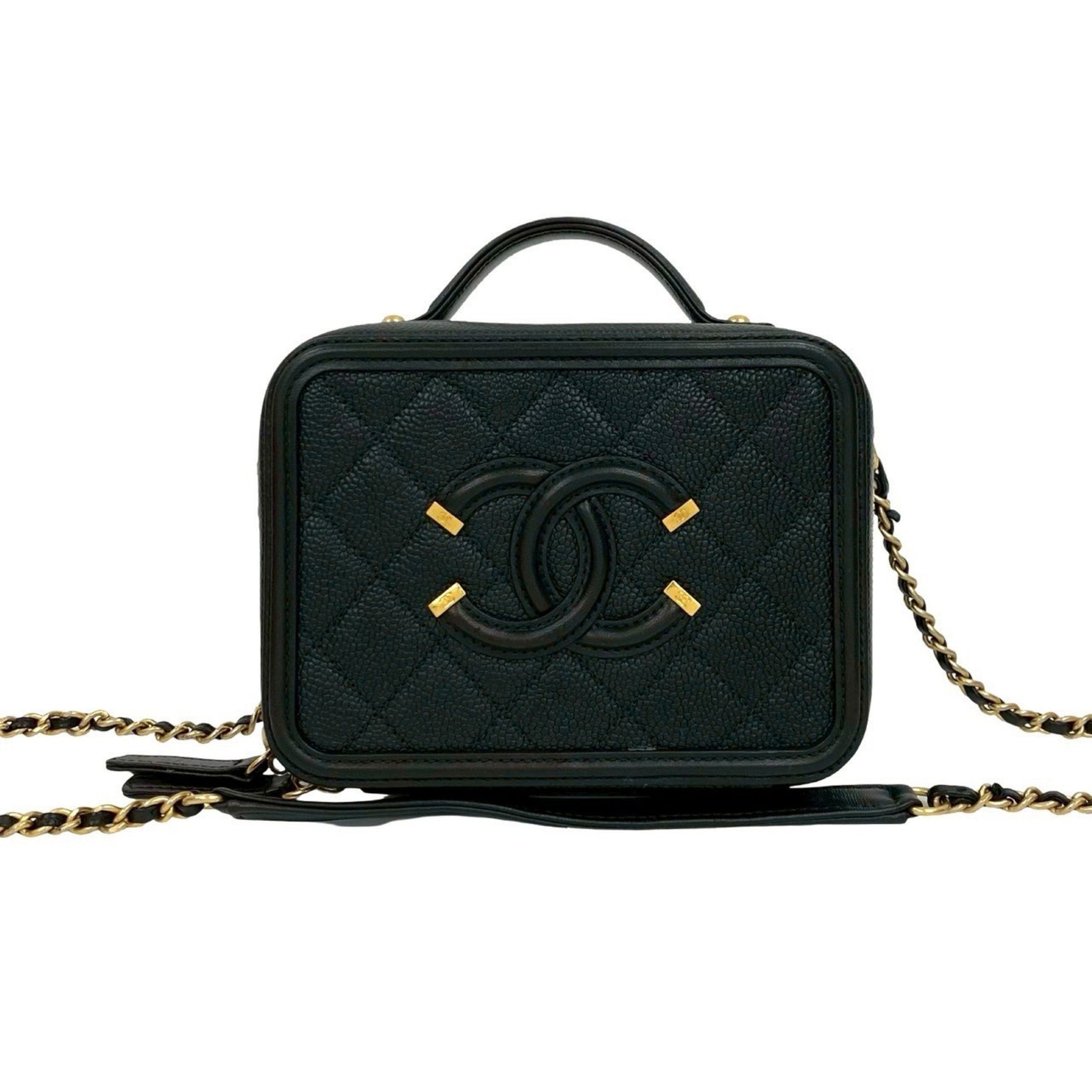 Seal No. 24 CHANEL CC Filigree Coco Mark Caviar Leather Mini Shoulder Bag