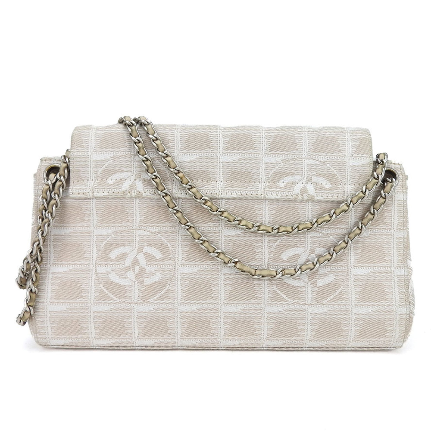 CHANEL Shoulder Bag New Line Nylon Pink Beige Chain No. 7 Women's