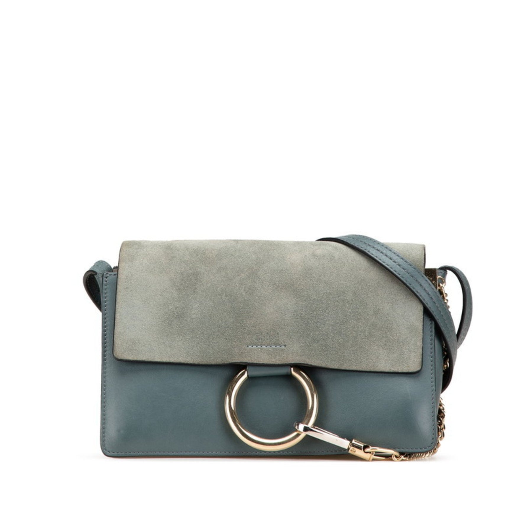 Chloé Chloe Faye Small Crossbody Shoulder Bag in Light Blue Suede and Leather