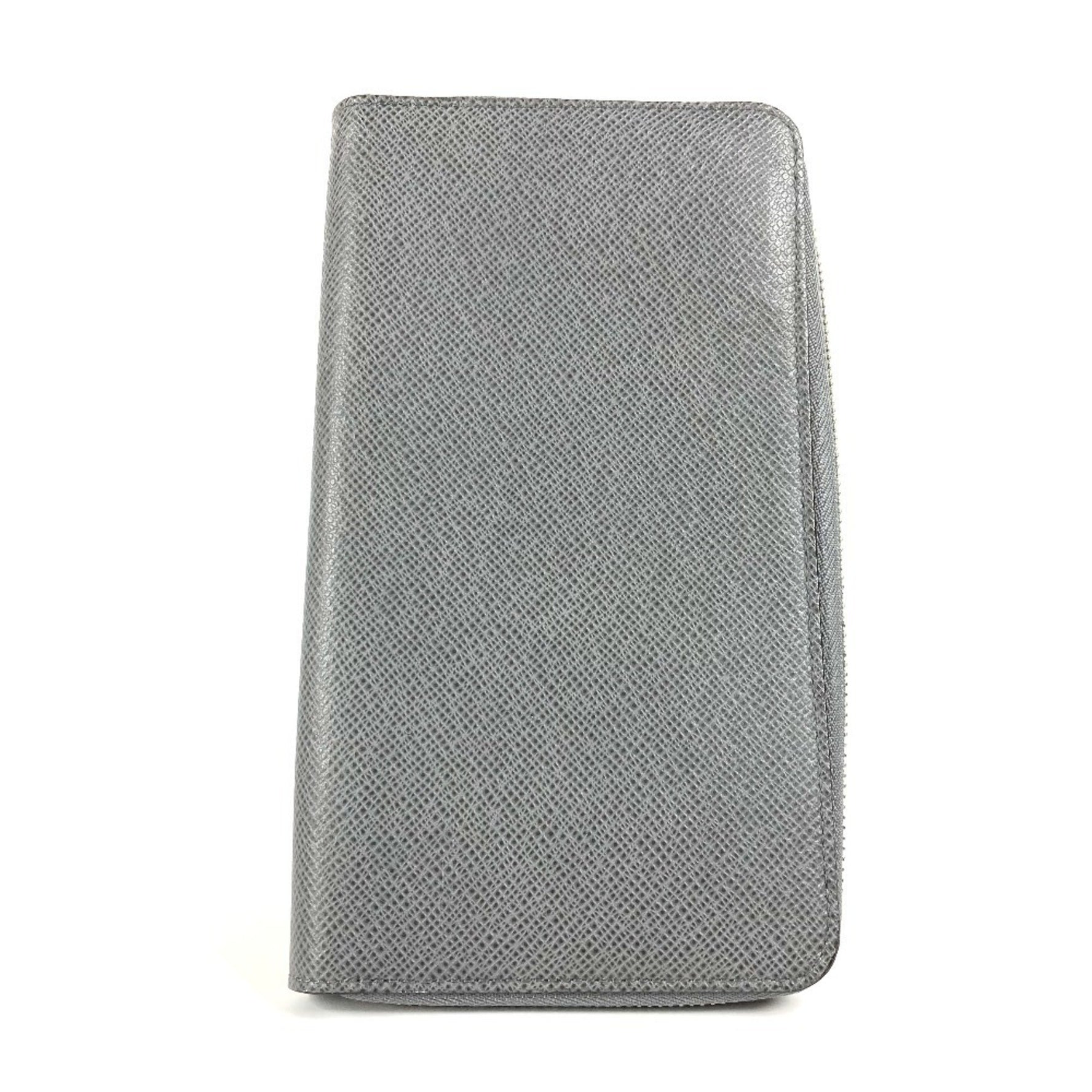 Louis Vuitton Taiga Zippy Organizer Long Wallet Round Zipper Leather Men's Glacier Gray