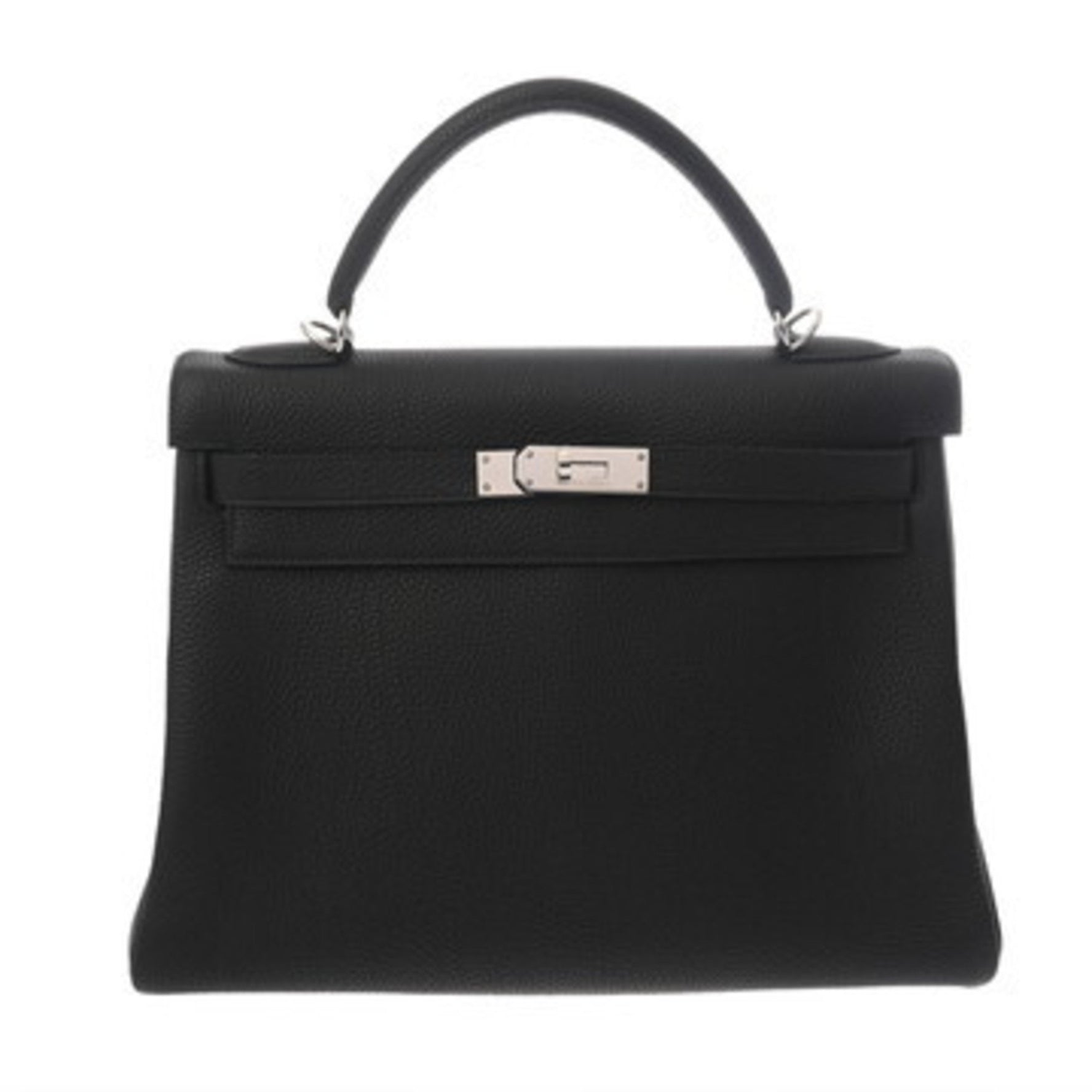 HERMES Kelly 32, Inner Stitching, 2-Way, Black, L Stamp (circa 2008), Women's Togo Handbag, A-Rank, Pre-Owned, Ginzo