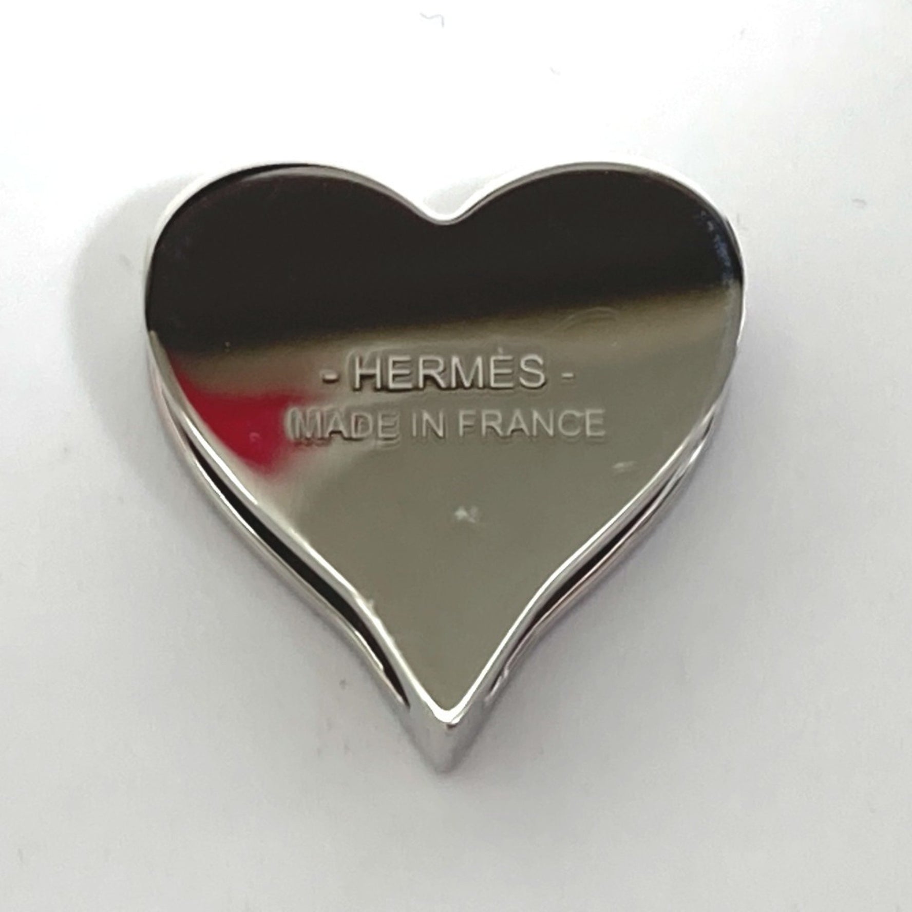 HERMES Heart Motif Tea Time Twilly Scarf Ring, Metal, Red, Like New