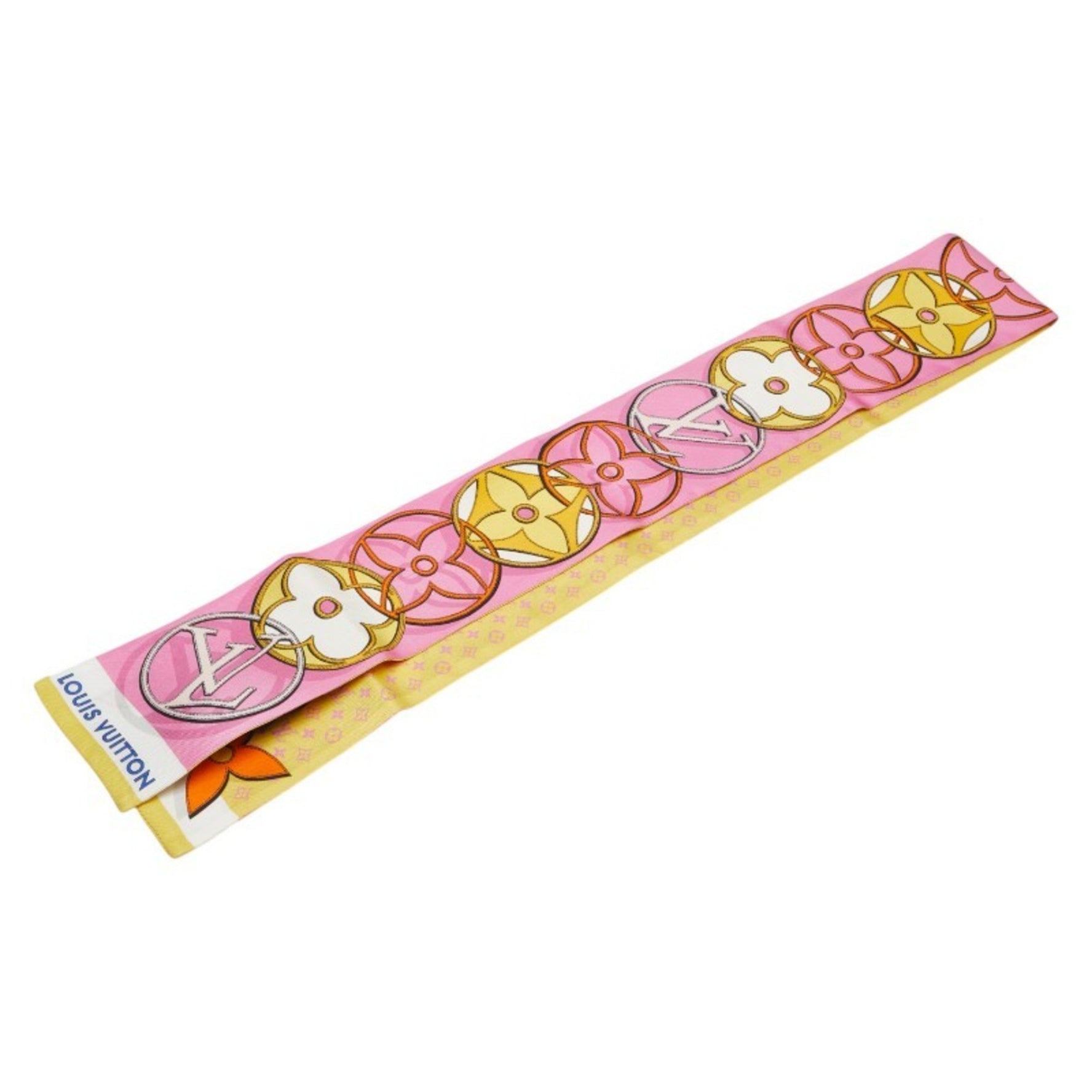 Louis Vuitton Monogram Bandeau Scarf Pink, Yellow, and Multicolor Silk LOUIS VUITTON