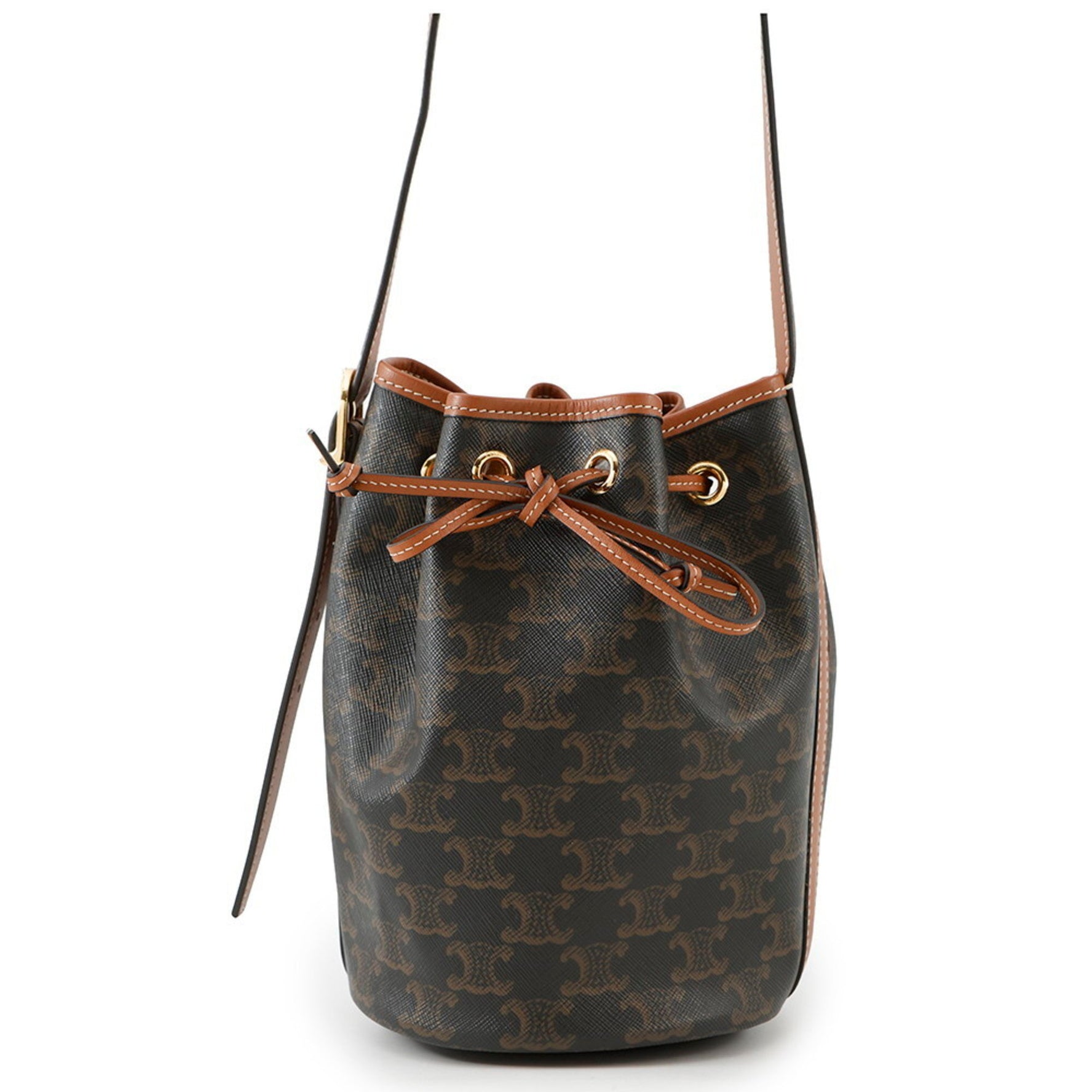 Celine Triomphe Small Drawstring Shoulder Bag CELINE Brown