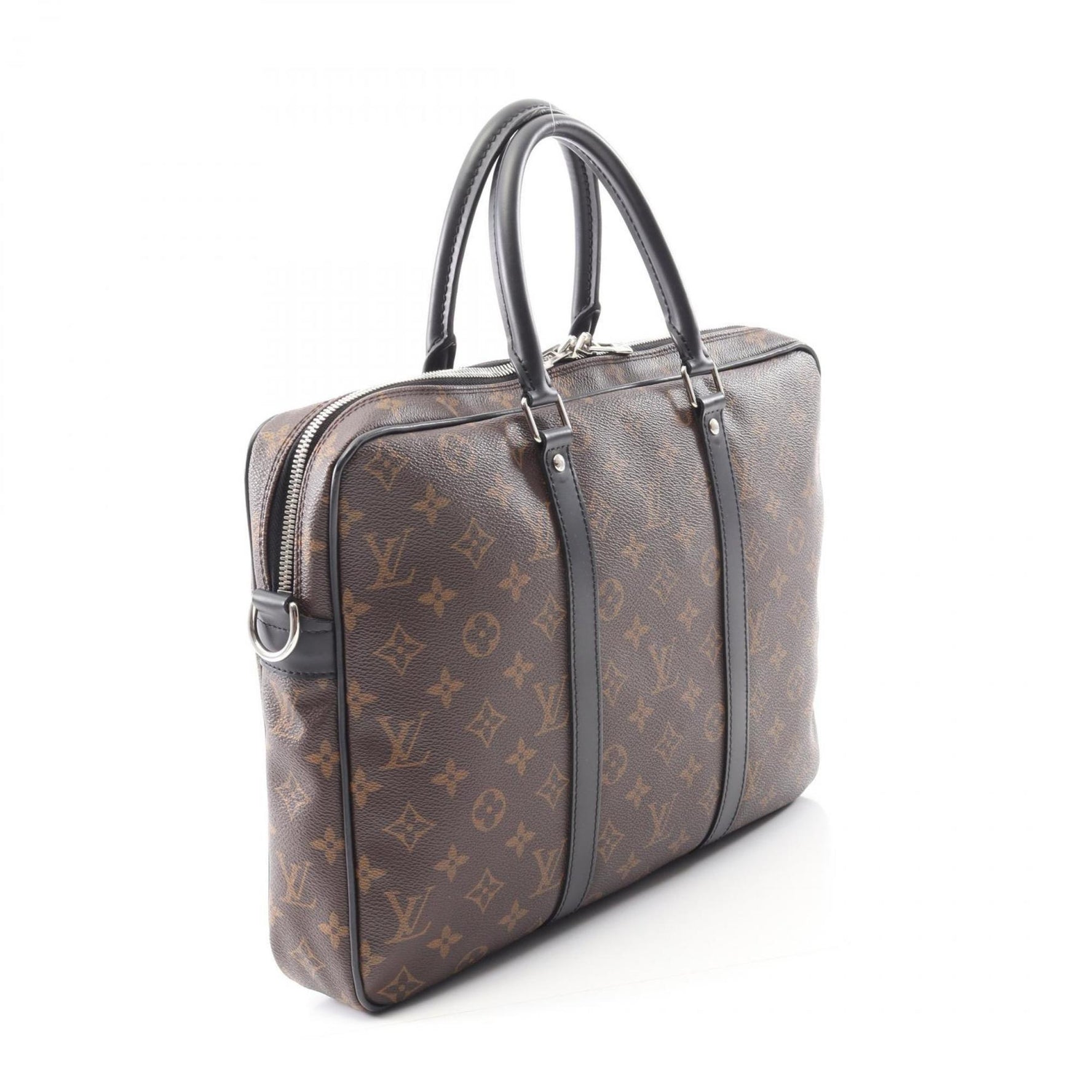 Louis Vuitton PDV PM Briefcase, Coated Canvas and Leather, Monogram Macassar, Brown Black