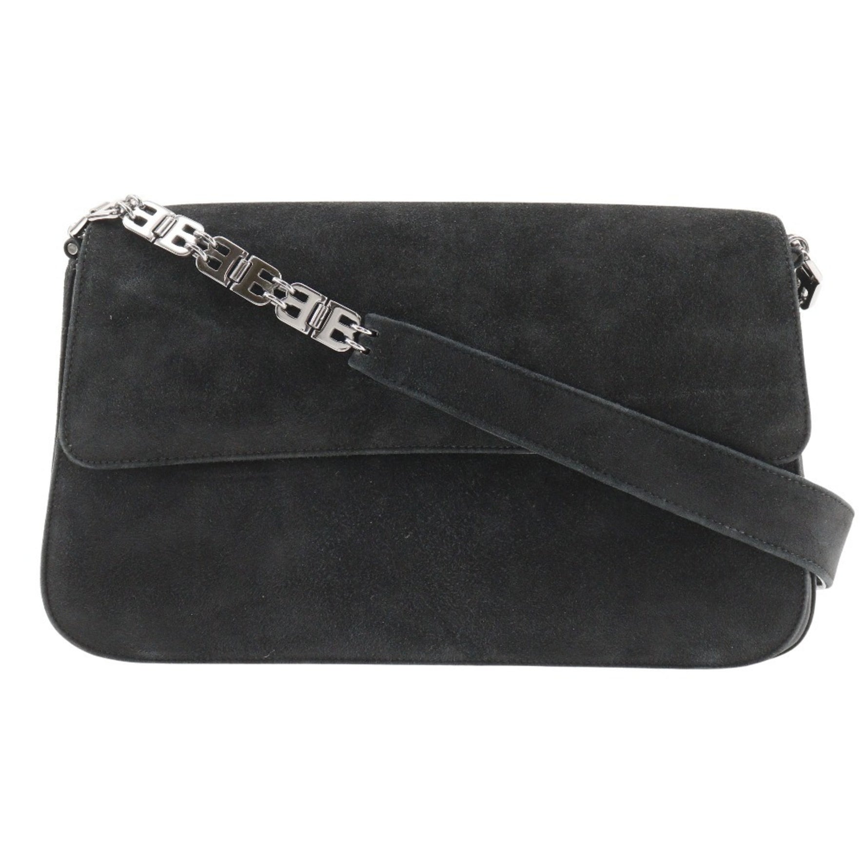 BALLY Shoulder Bag Suede Black A5 Type Women's H150224073