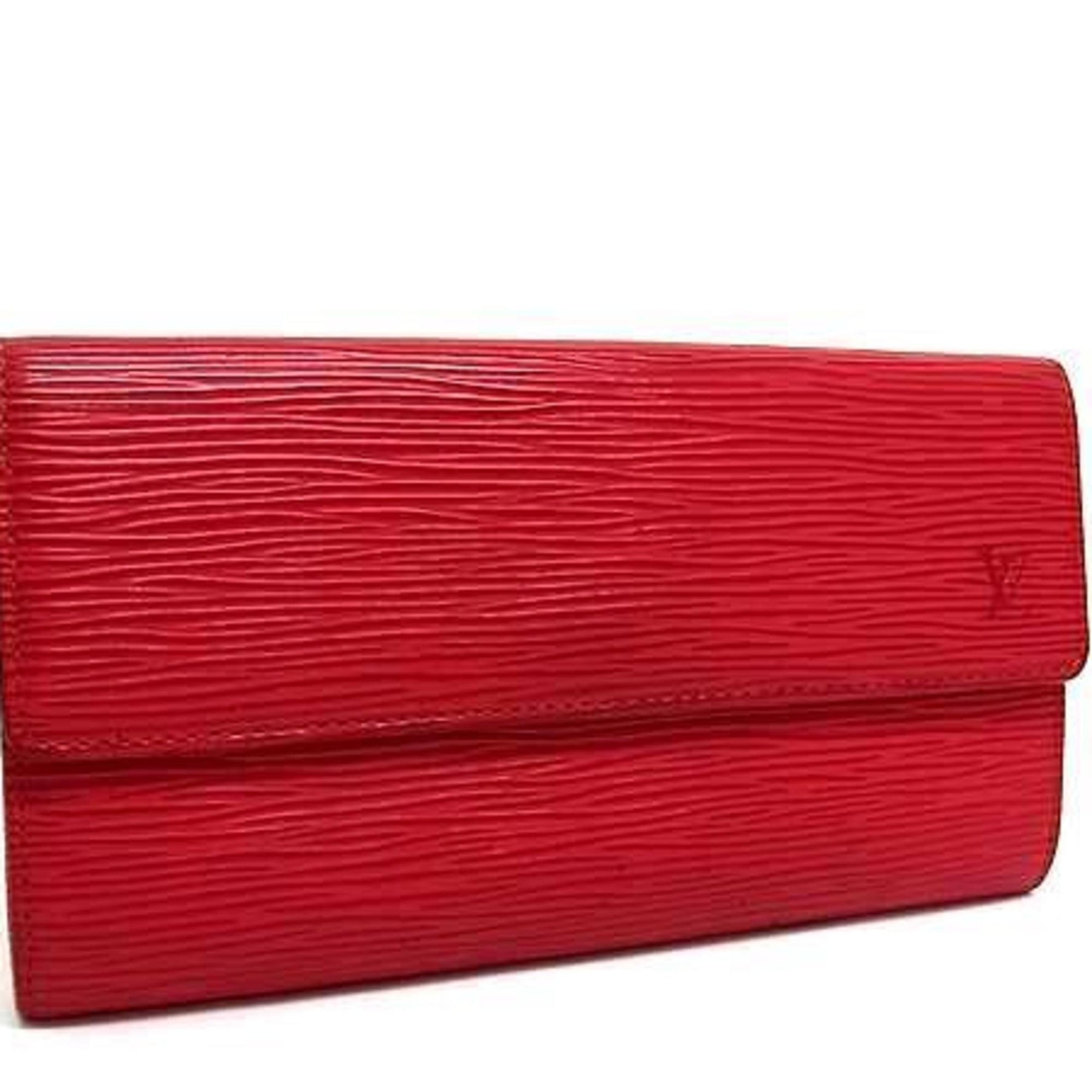 LOUIS VUITTON Louis Vuitton Pochette Porte Monnaie Credit Castilian Red Epi Leather Bifold Long Wallet