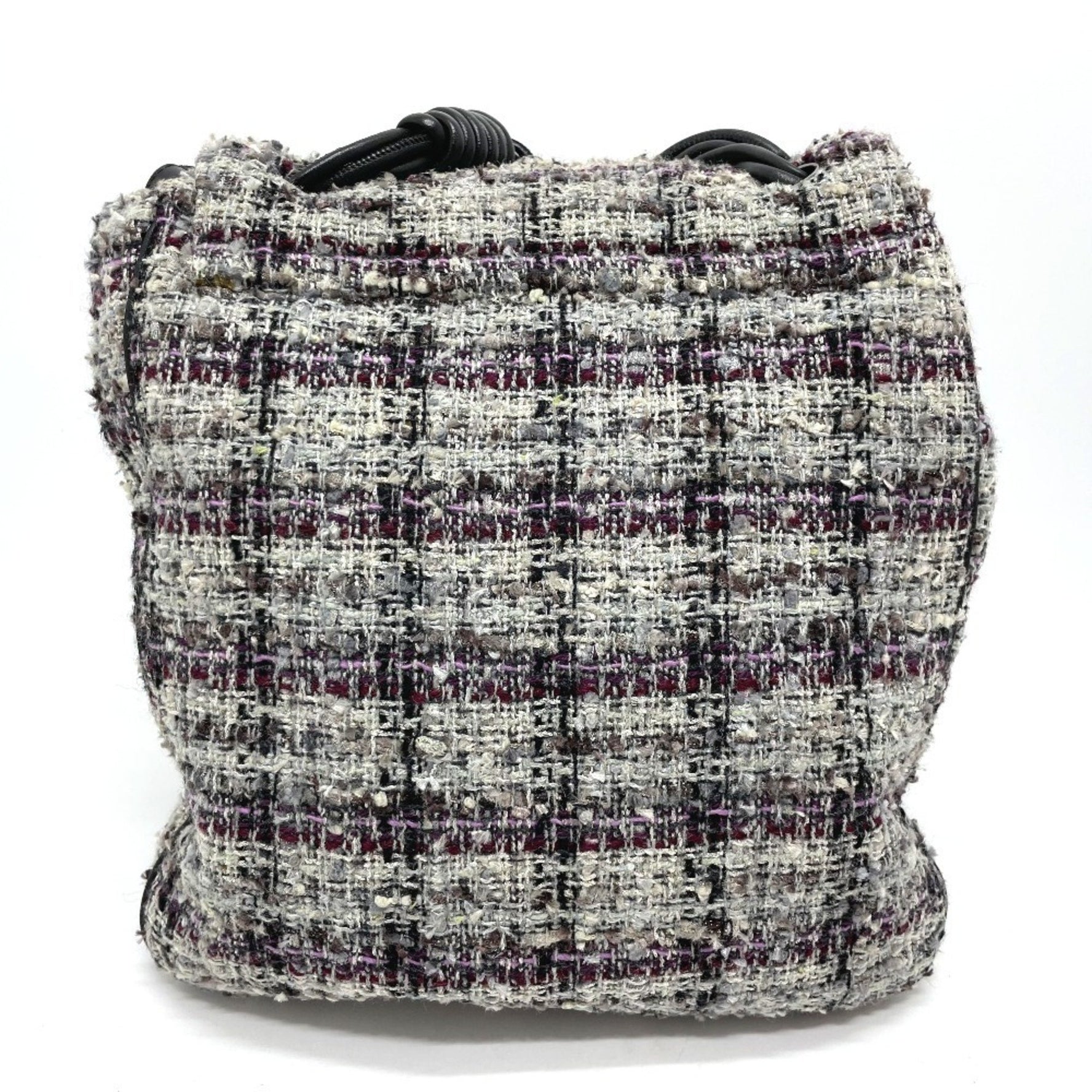 CHANEL Camellia flap chain shoulder bag in tweed, grey