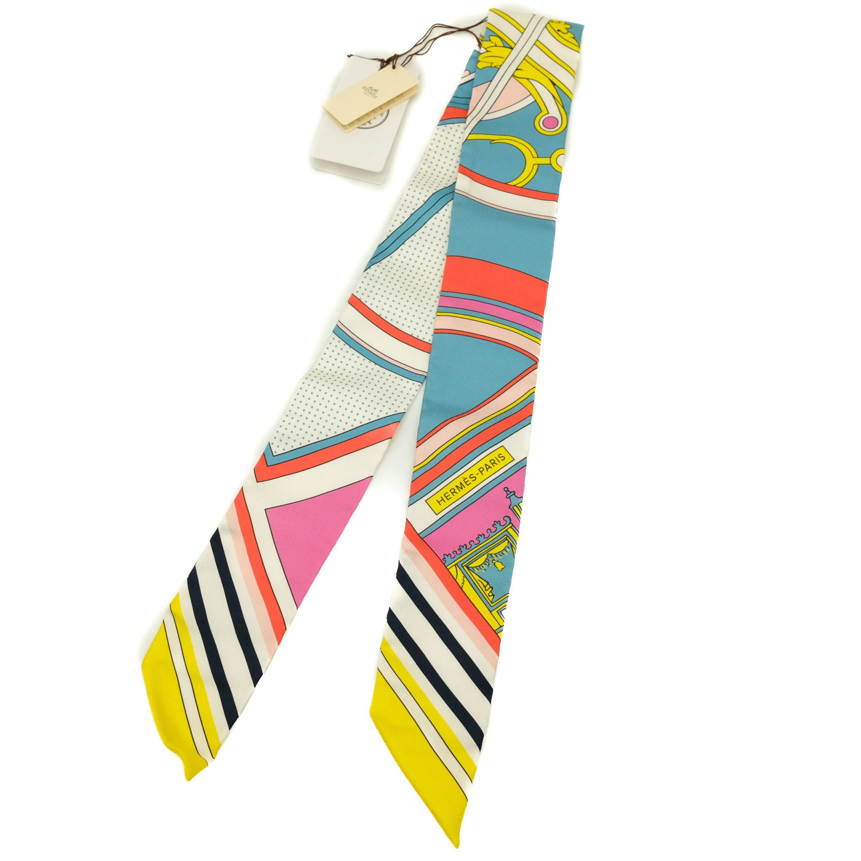 HERMES Scarf/Muffler Twilly George Washington's Carriage Detail Silk 2019