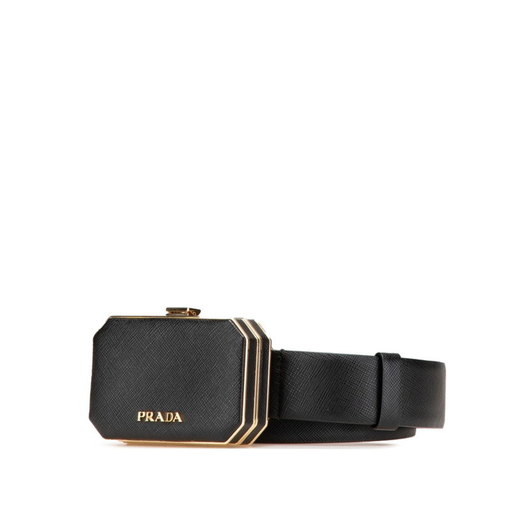 Prada Belt with Vanity Case and Gold Saffiano Leather