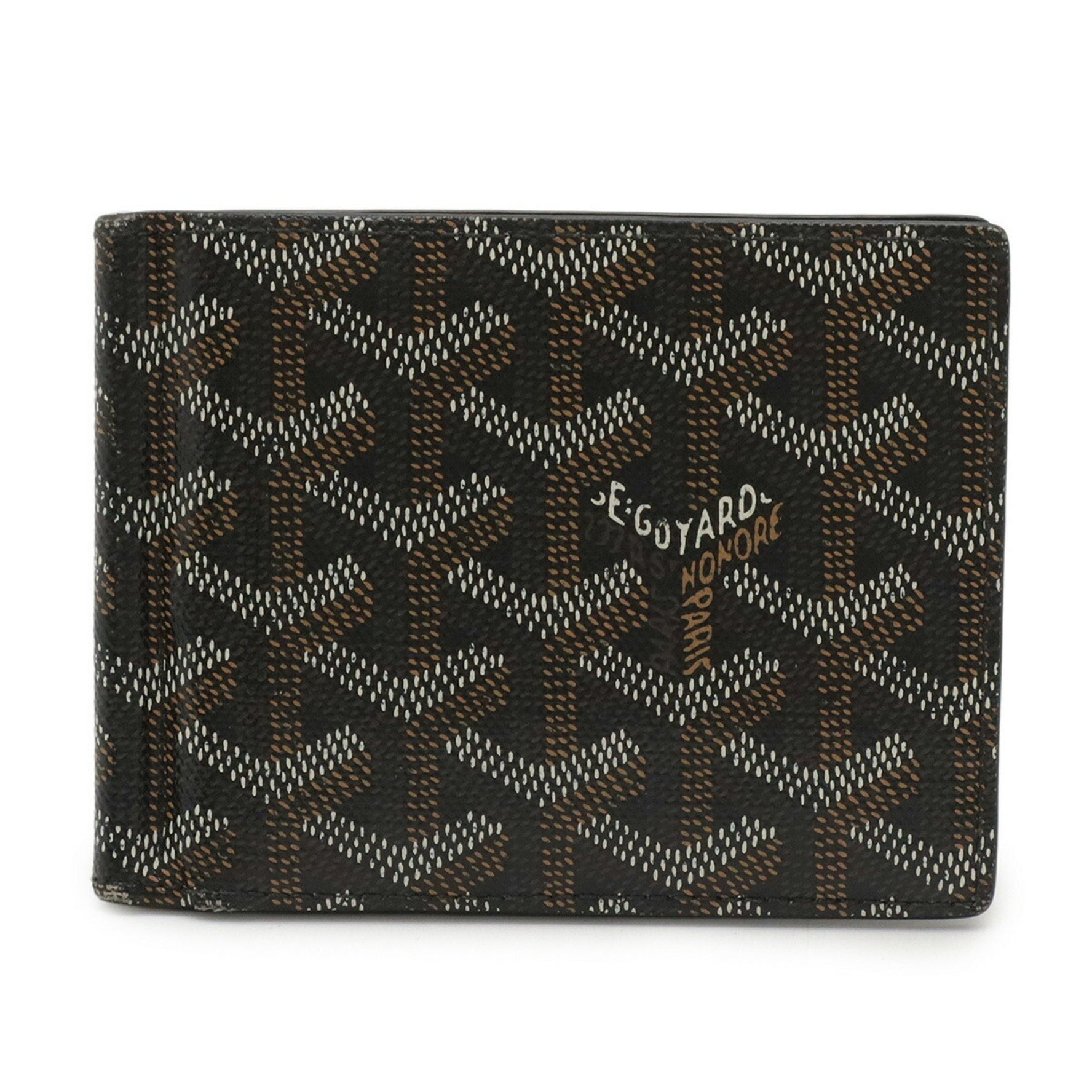GOYARD Saint Thomas Bifold Wallet with Money Clip, Bill Herringbone Pattern, PVC, Black