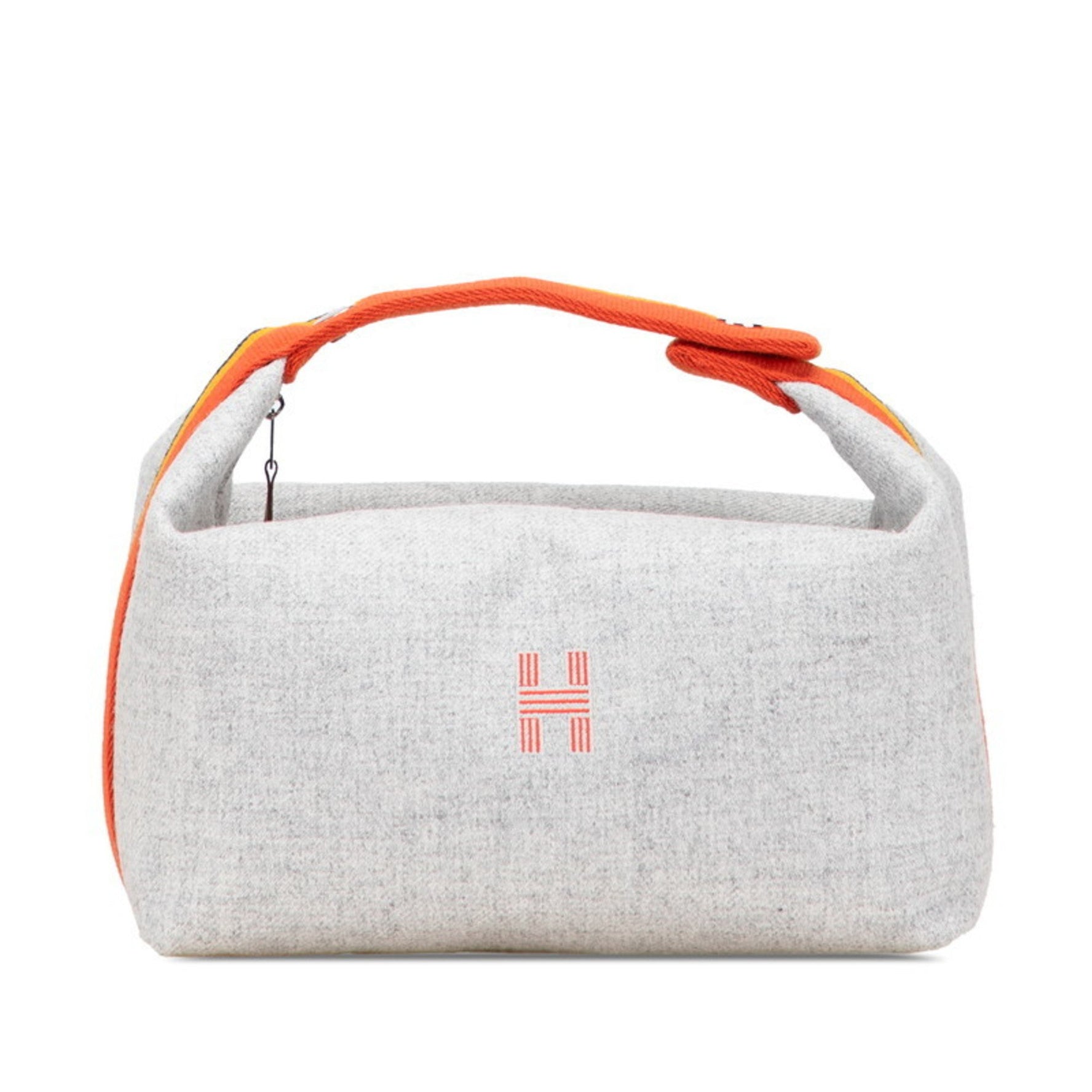 Hermès Bride A Black GM Handbag Pouch Rocaval Gris Flannel Wool Cotton HERMES
