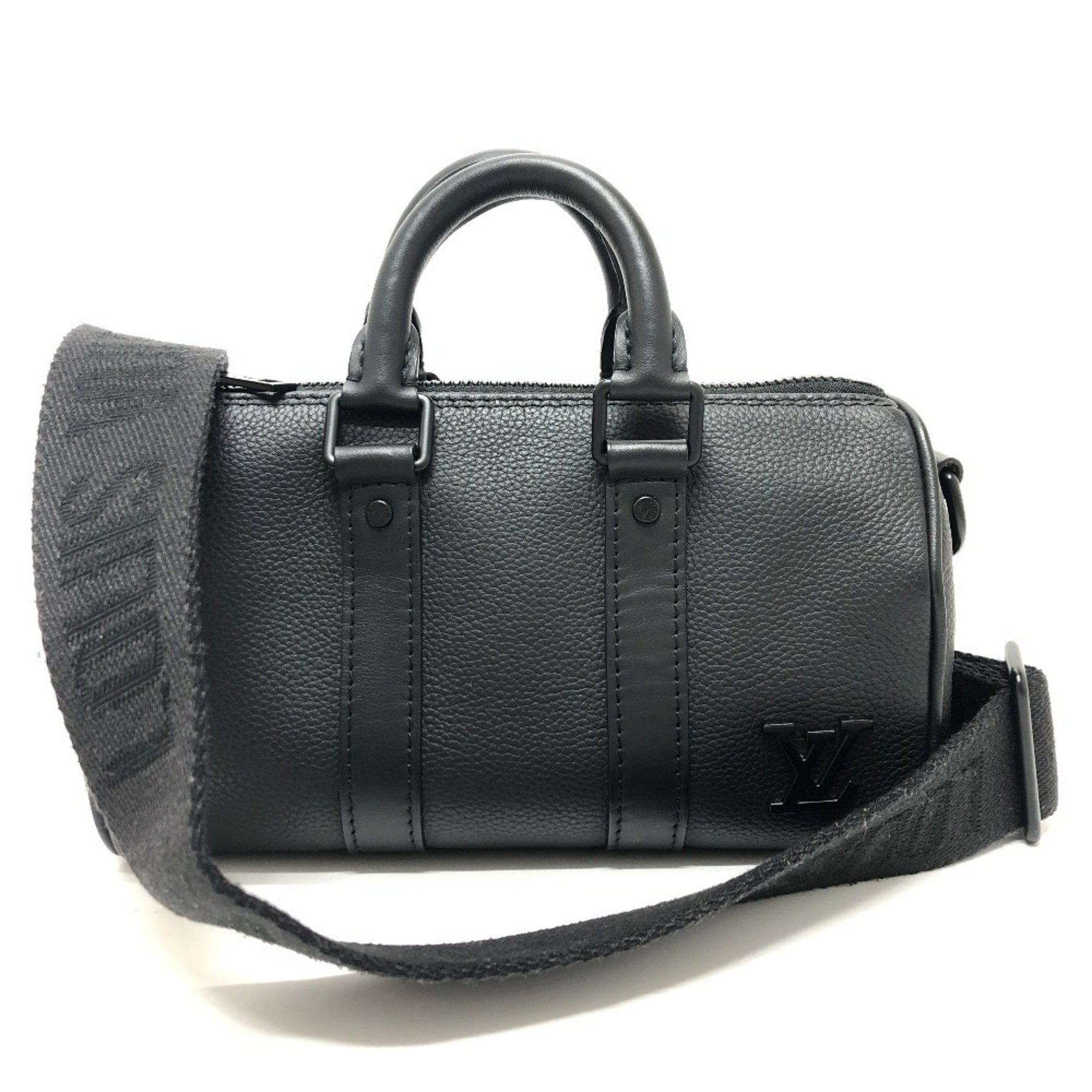 LOUIS VUITTON M80950 Aerogram Keepall XS 2-Way Shoulder Bag/Mini Boston Bag in Taurillon Leather, Black