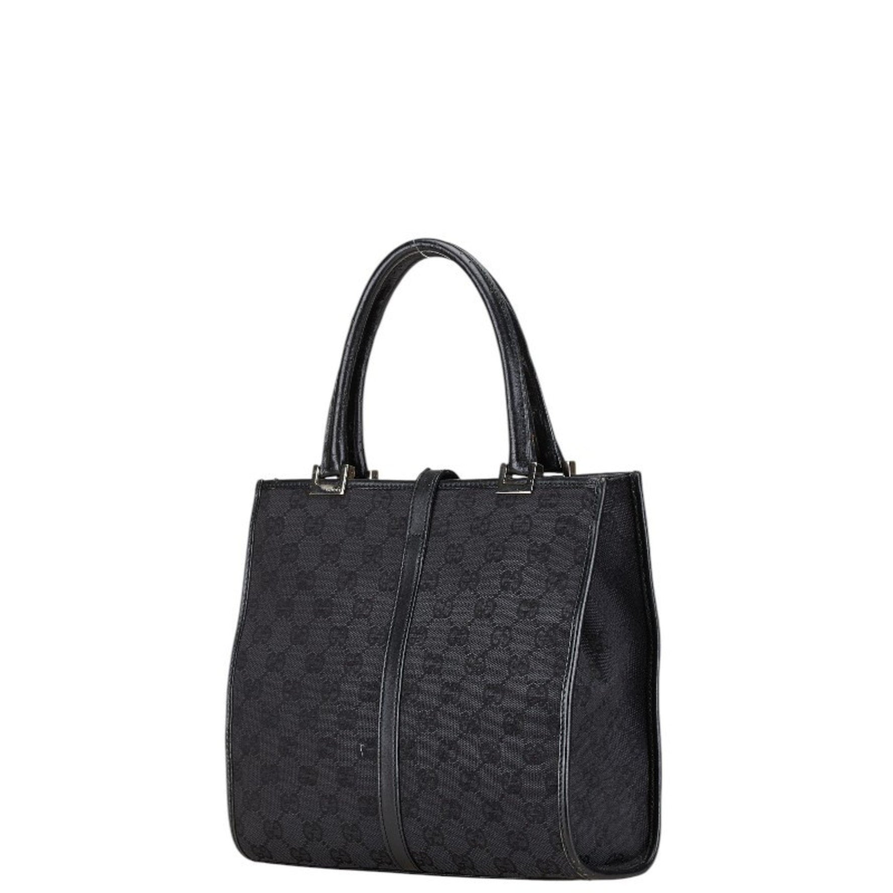 Gucci GG Canvas Jackie Tote Bag 002.1065 Black Leather Women's GUCCI
