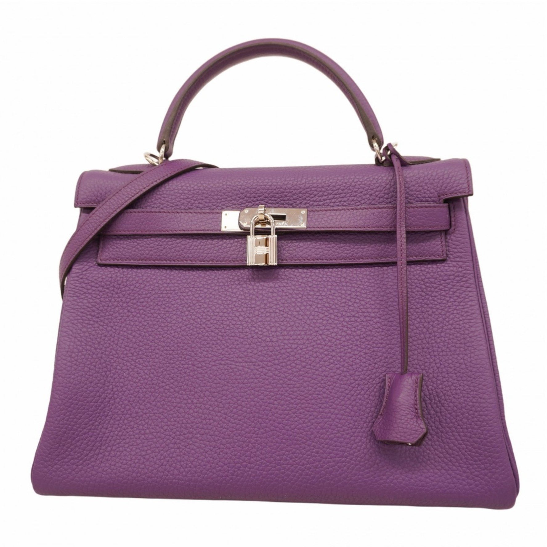 Hermes Hermès Kelly 32 Handbag in Taurillon Clemence Ultra Violet with P Stamp, 2-Way Bag for Women, P1799818