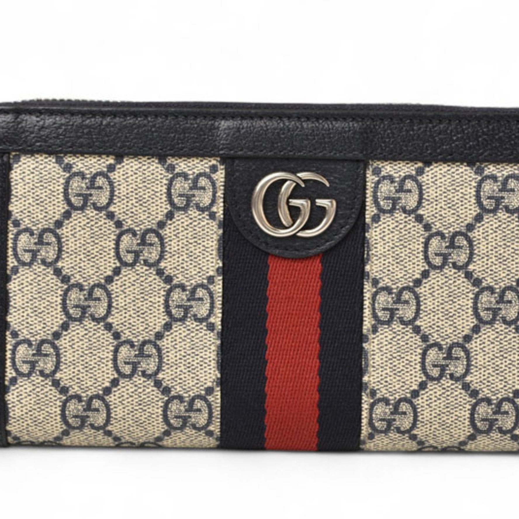 Gucci wallet, round, Ophidia GG Supreme canvas, navy, beige