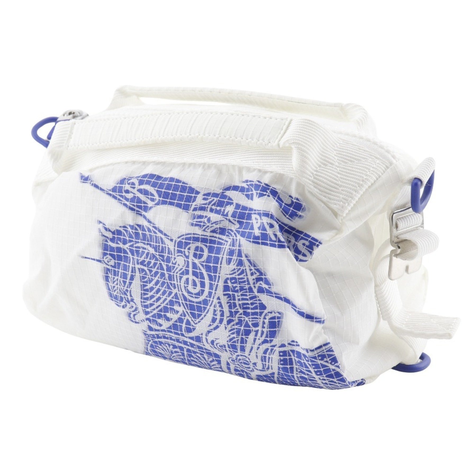 Burberry ML Duffle XS Shoulder/Crossbody Bag in White and Blue Nylon. Unisex.