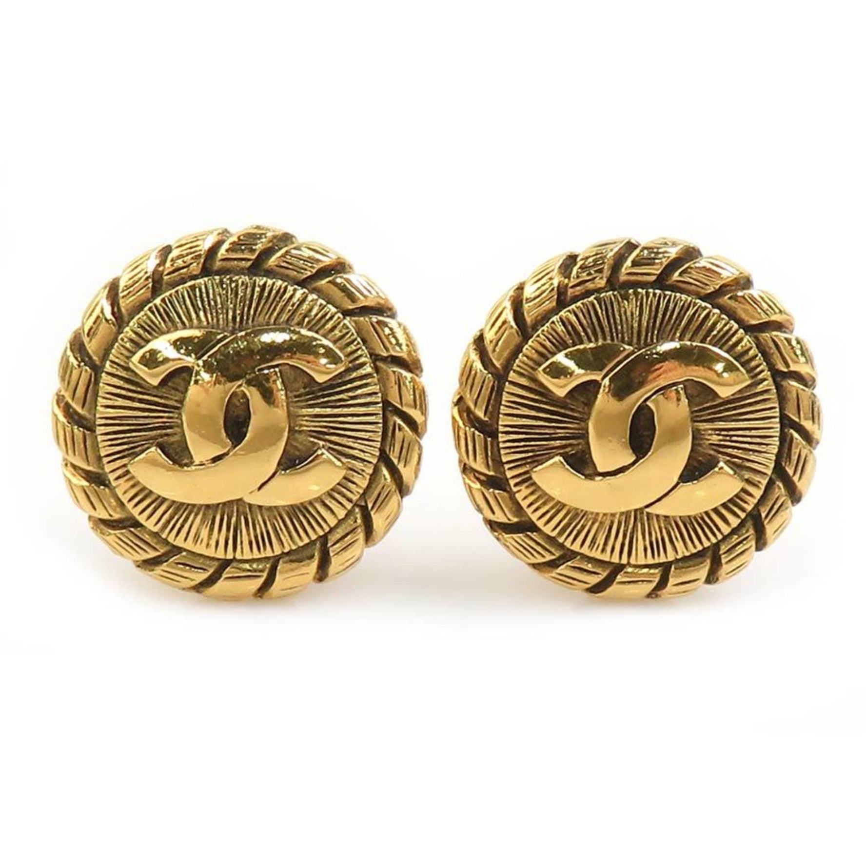 CHANEL Coco Mark Metal Earrings