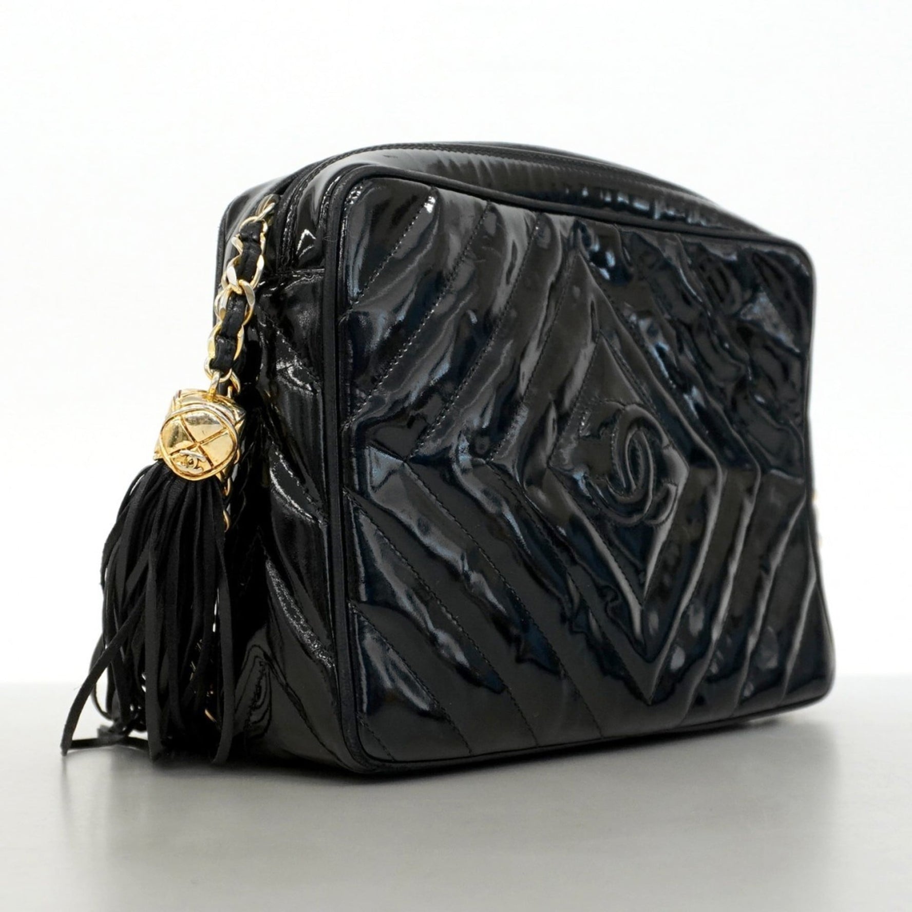 Chanel Shoulder Bag with Matelasse Chain, Patent Leather