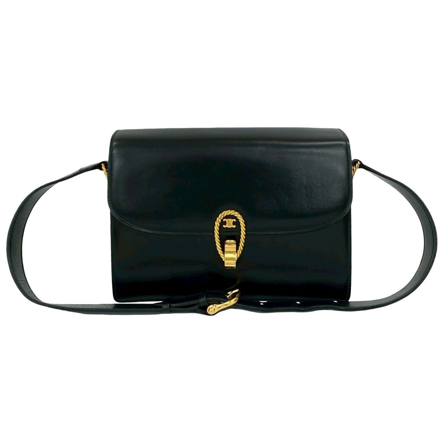 CELINE Triomphe logo hardware calf leather semi-shoulder bag pochette
