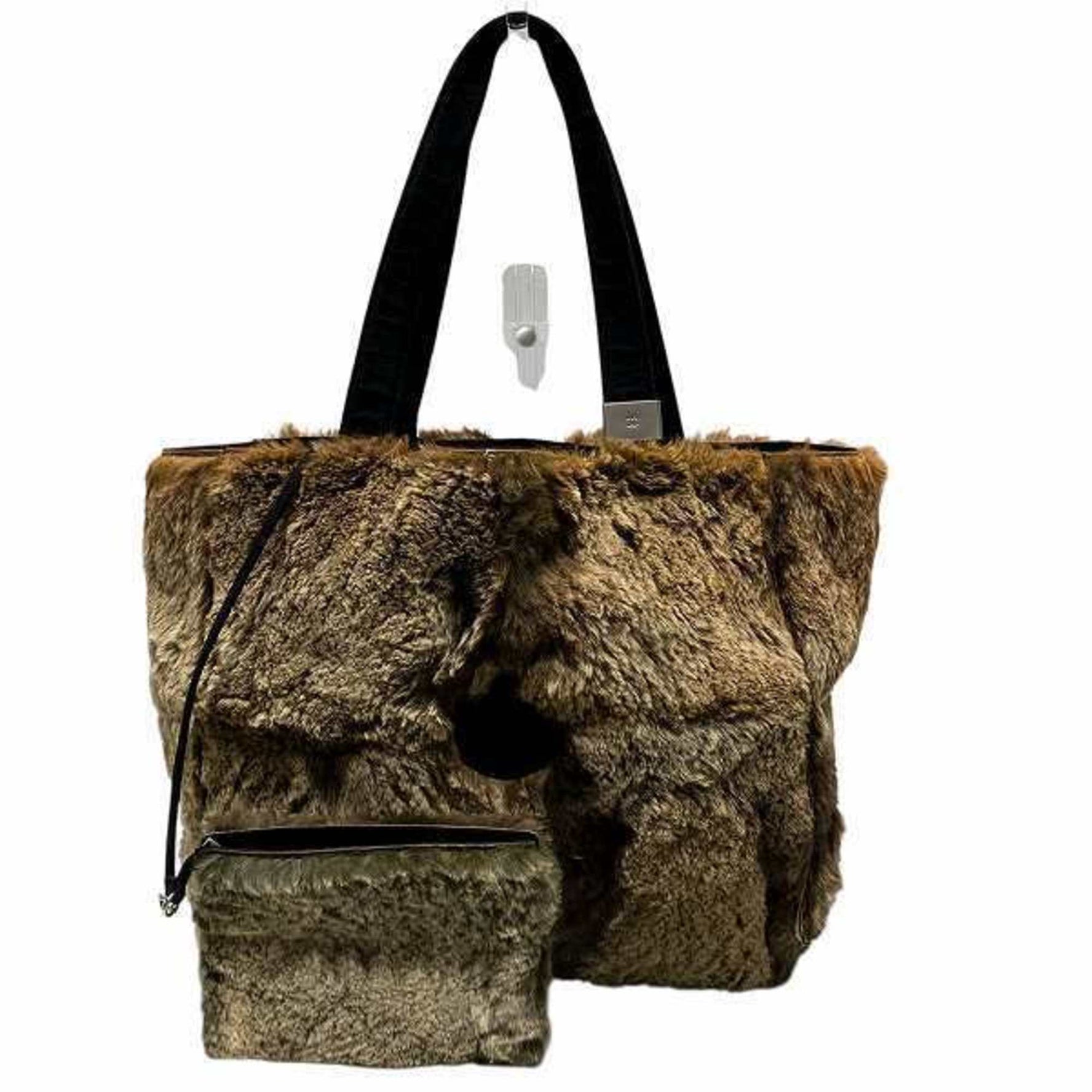 CHANEL Coco Mark Rabbit Fur x Leather Tote Bag for Women