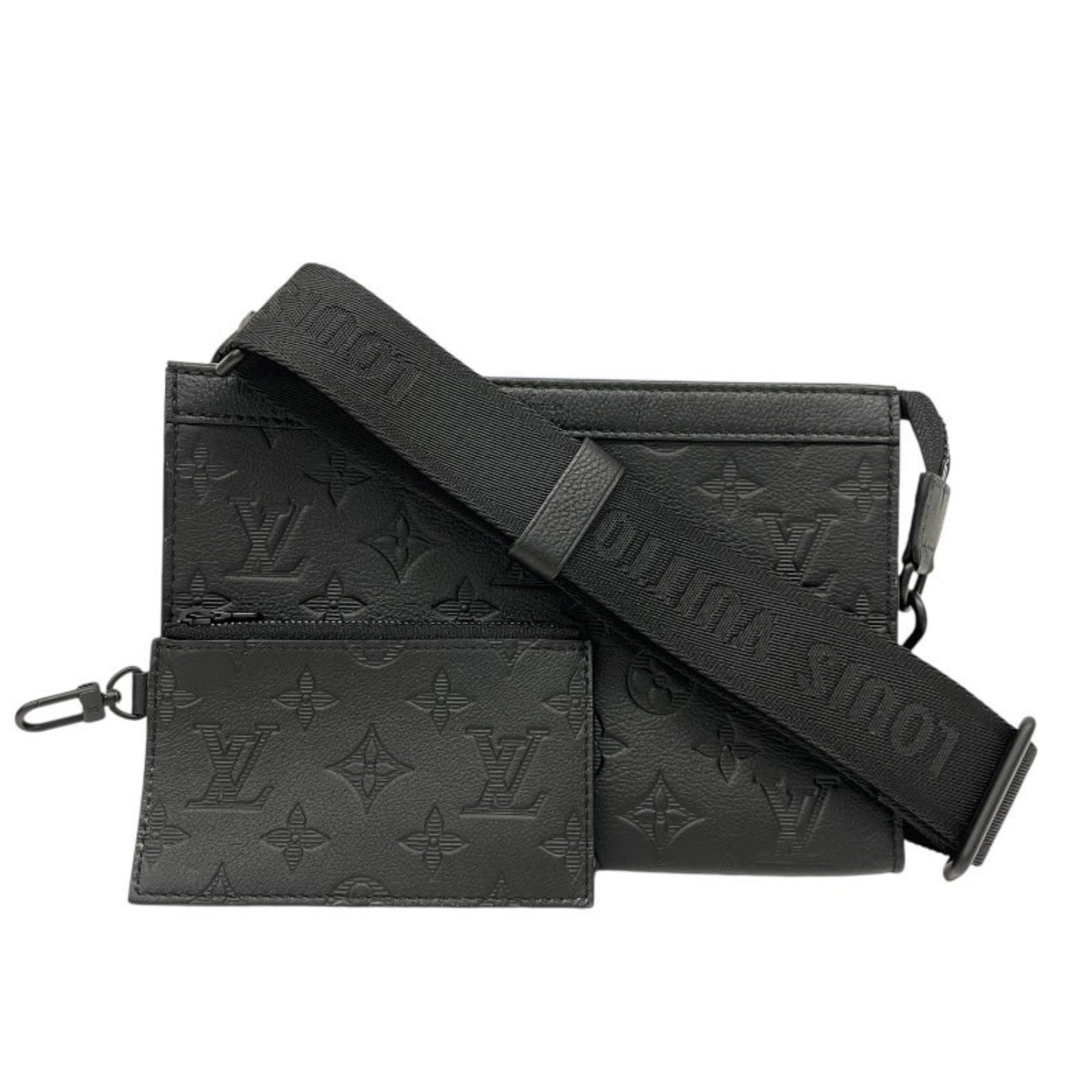 Louis Vuitton Gaston Wearable Wallet Leather Shoulder Bag, Monogram Shadow, Includes and Coin Case