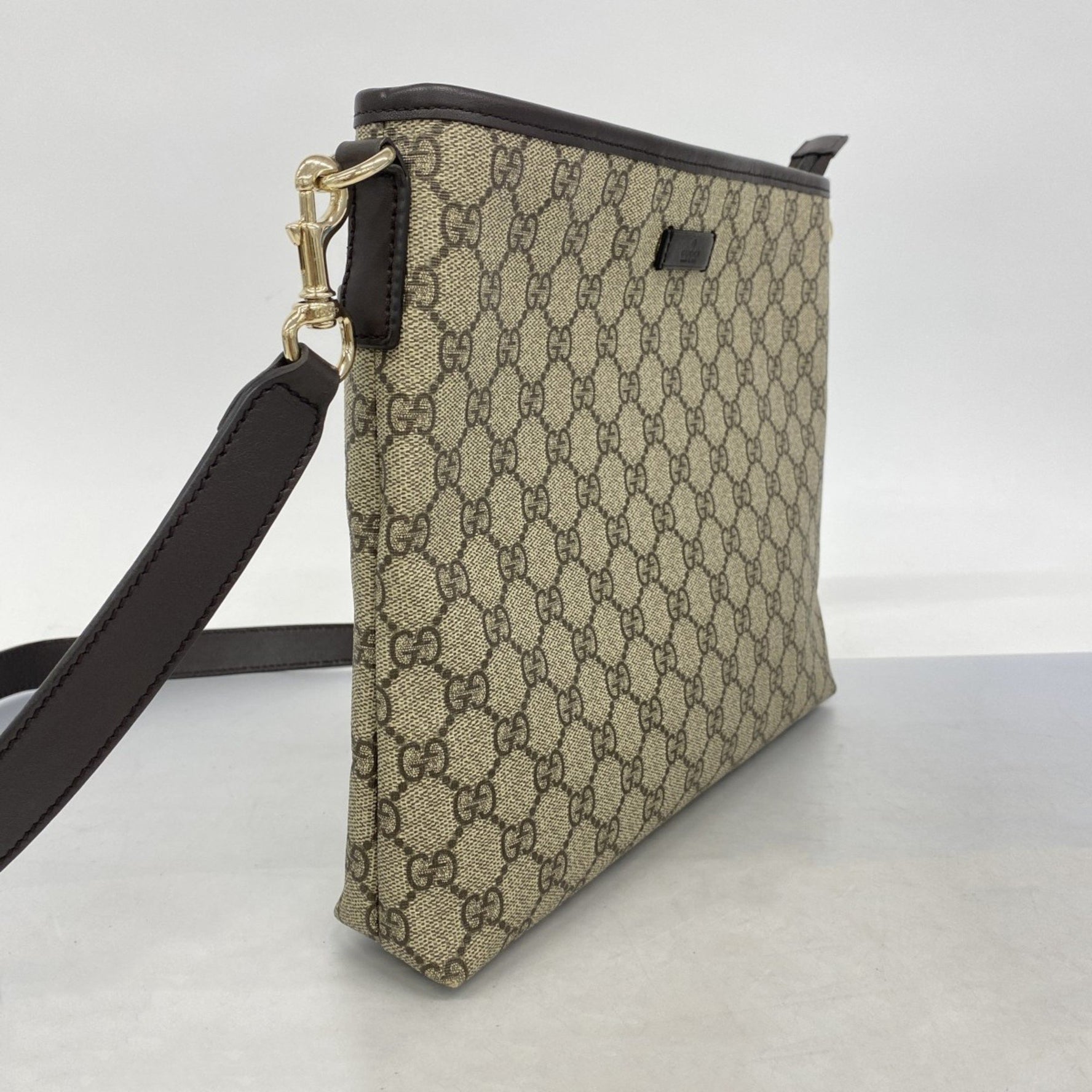 Gucci GG Supreme Shoulder Bag Beige Brown Champagne