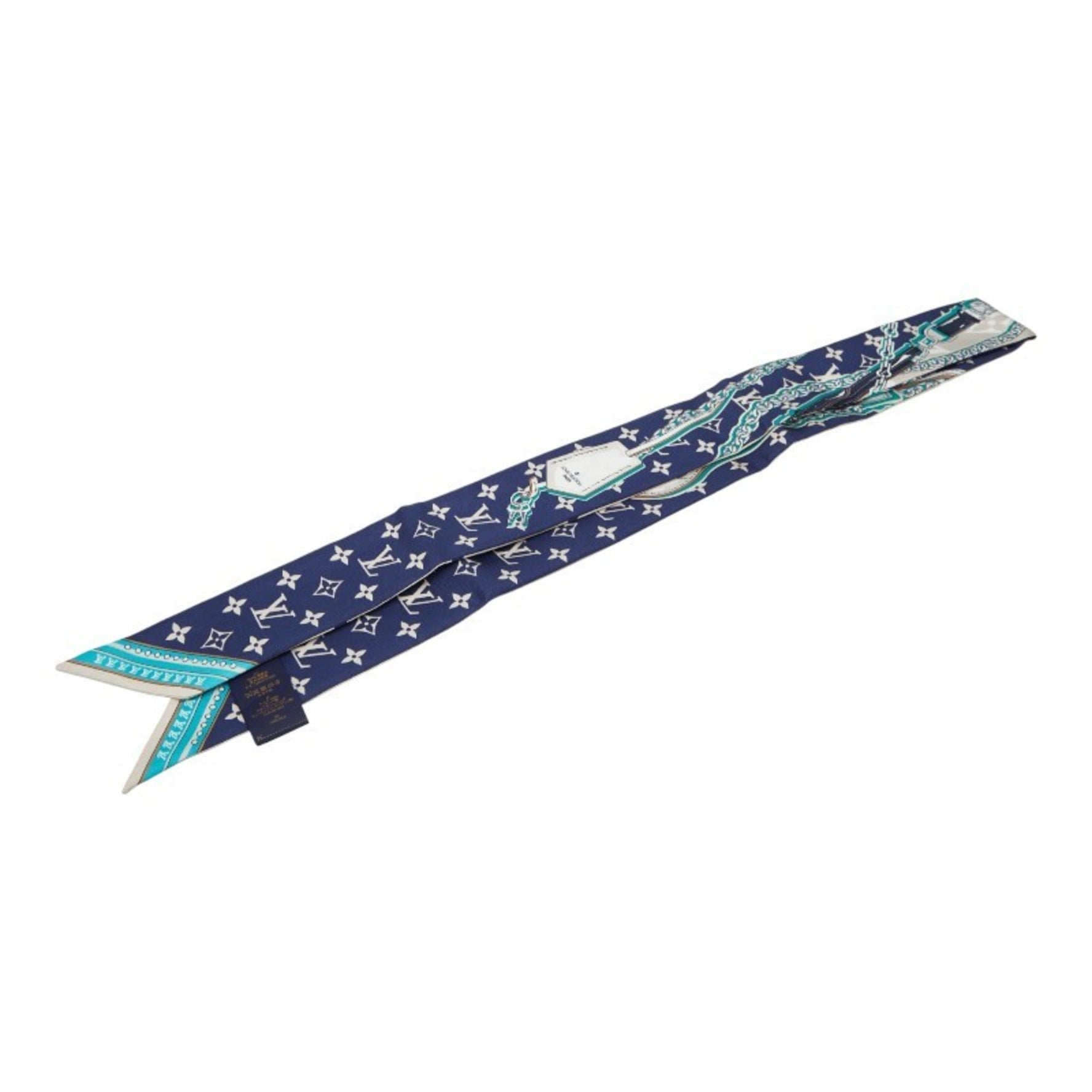 Louis Vuitton Bandeau BB Ultimate Scarf Muffler Blue Marine Multicolor Silk LOUIS VUITTON