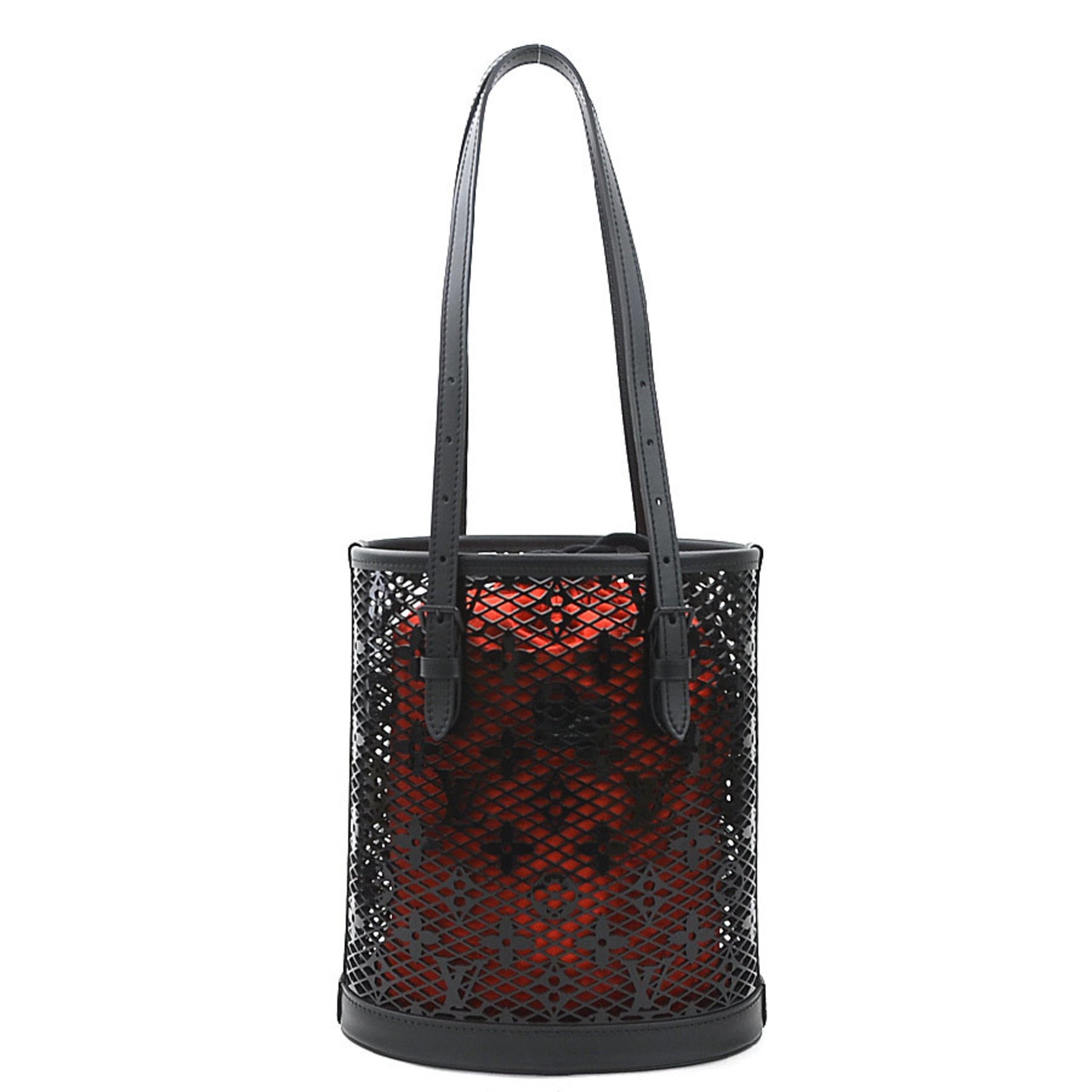 Louis Vuitton LOUIS VUITTON Handbag Monogram Lace Bucket PM Patent Leather Black Women's M20352 a0568