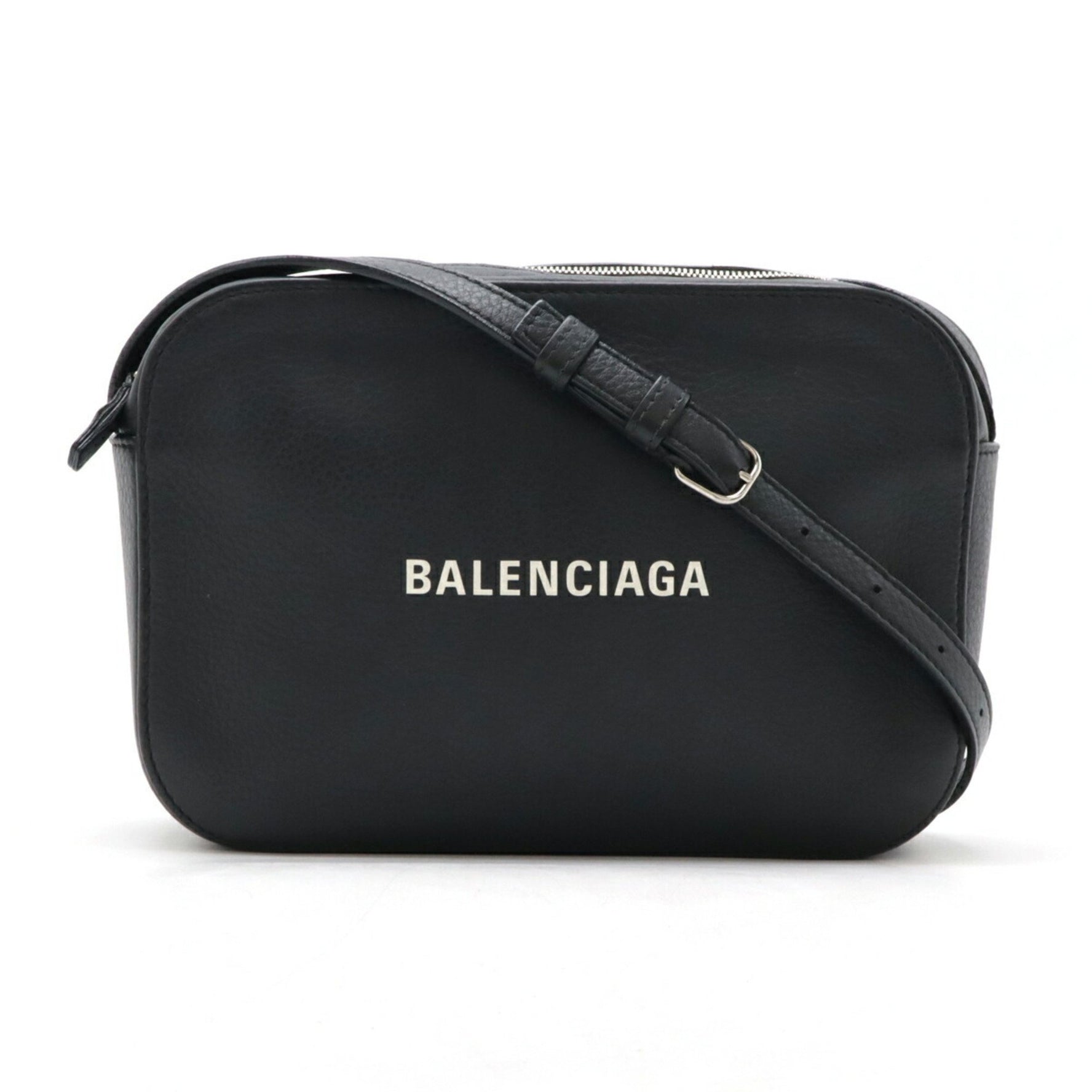 BALENCIAGA EVERYDAY Camera Bag S Shoulder Pochette Leather Black