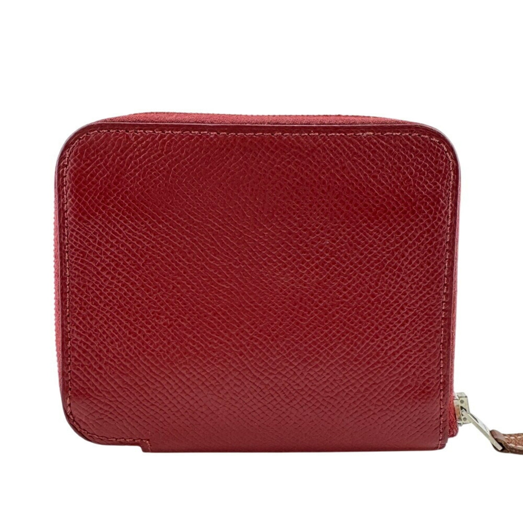 HERMES Azap Silkin Compact Coin Case Wallet Red