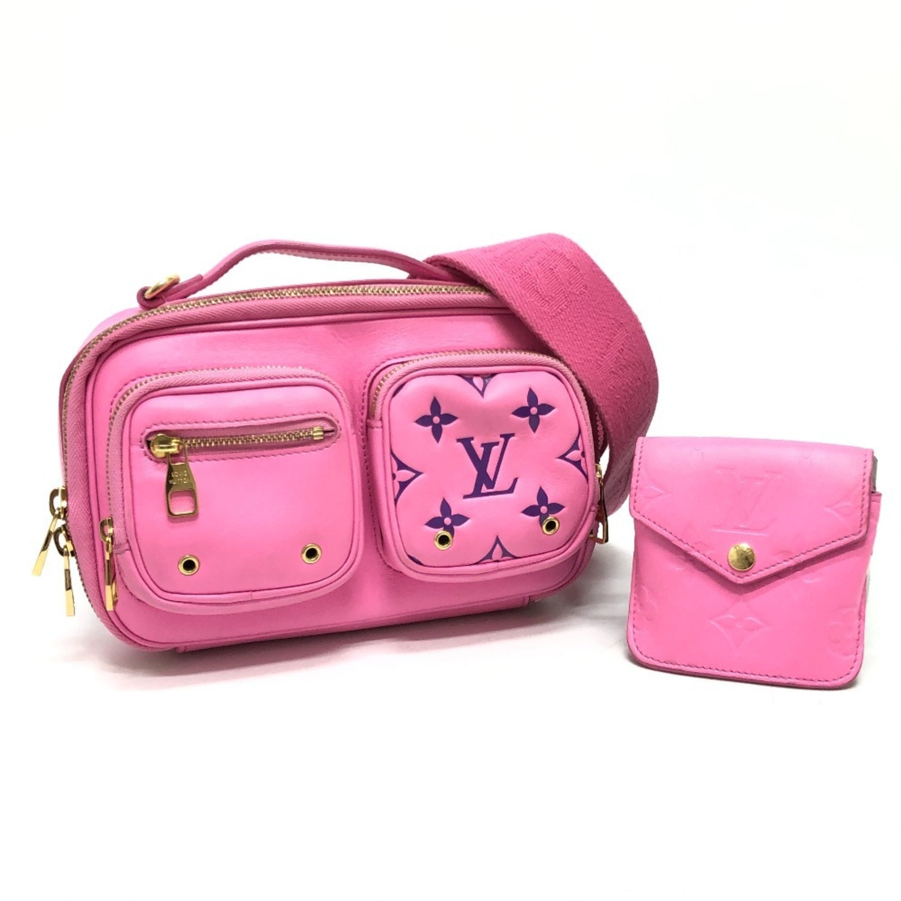 LOUIS VUITTON Utility Crossbody Bag Shoulder Handbag Leather Rose Pink