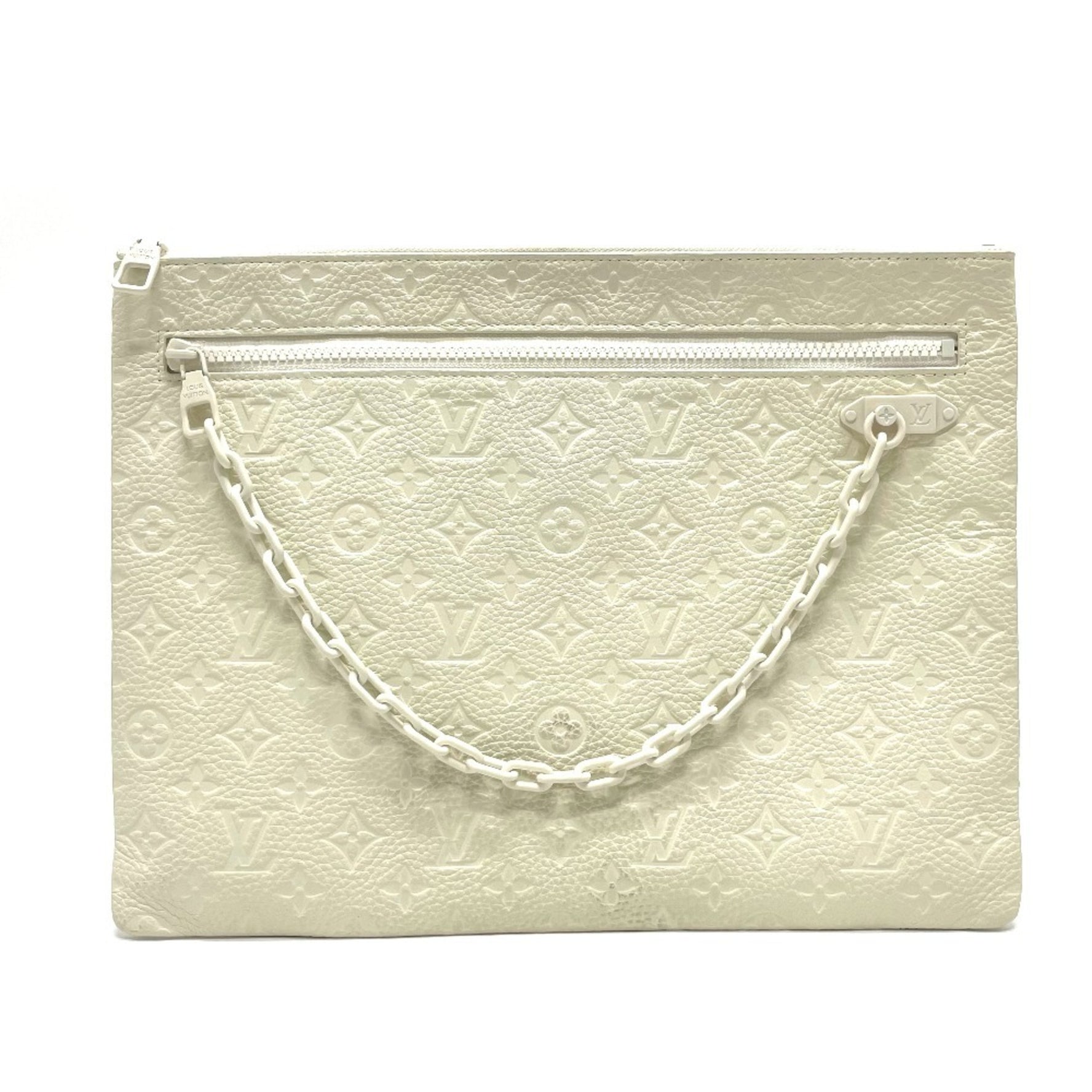 LOUIS VUITTON M67462 Taurillon Monogram Pochette A4 Virgil Abloh Clutch Bag Men's Blanc White