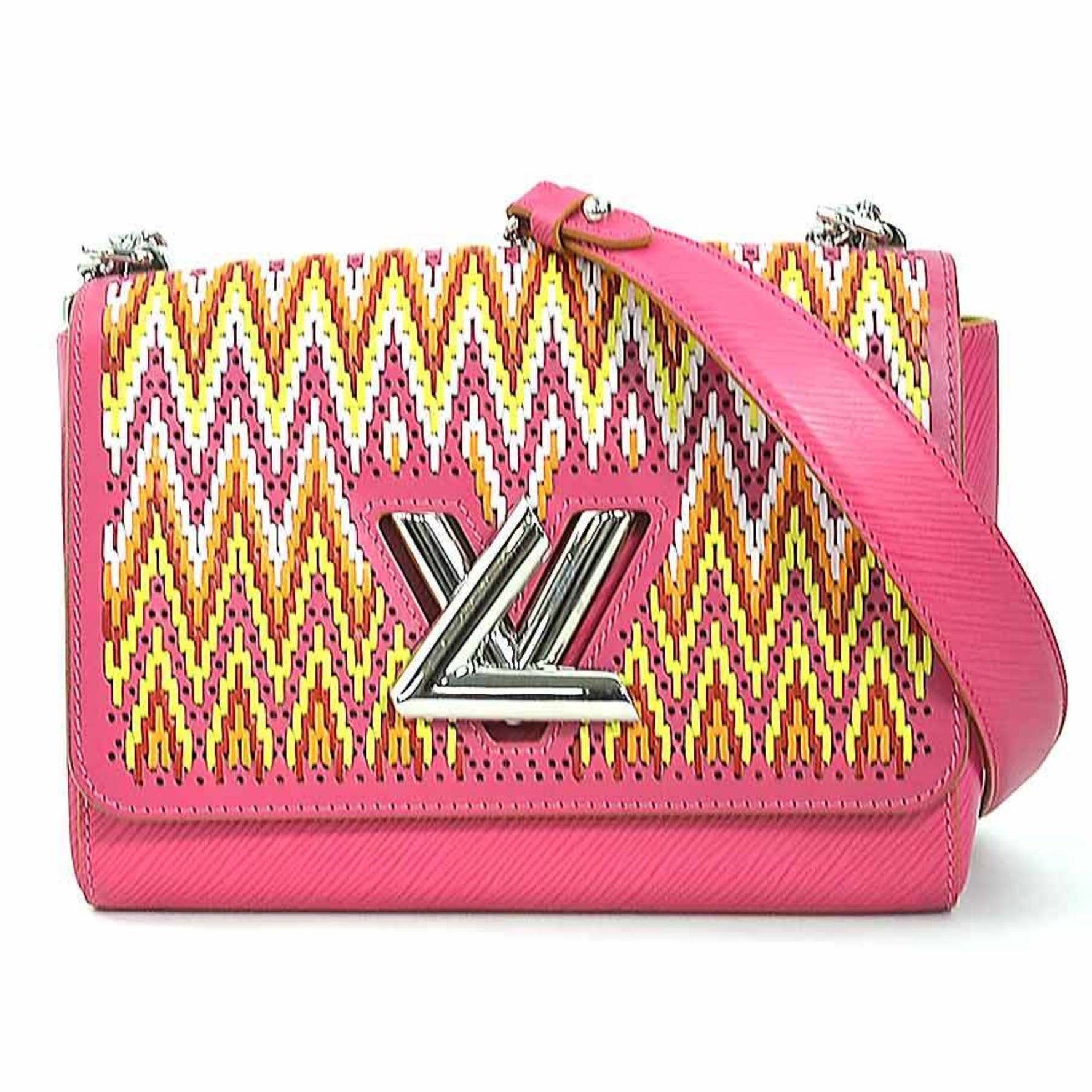 Louis Vuitton Shoulder Bag Epi Twist MM Leather Pink x Multicolor Silver