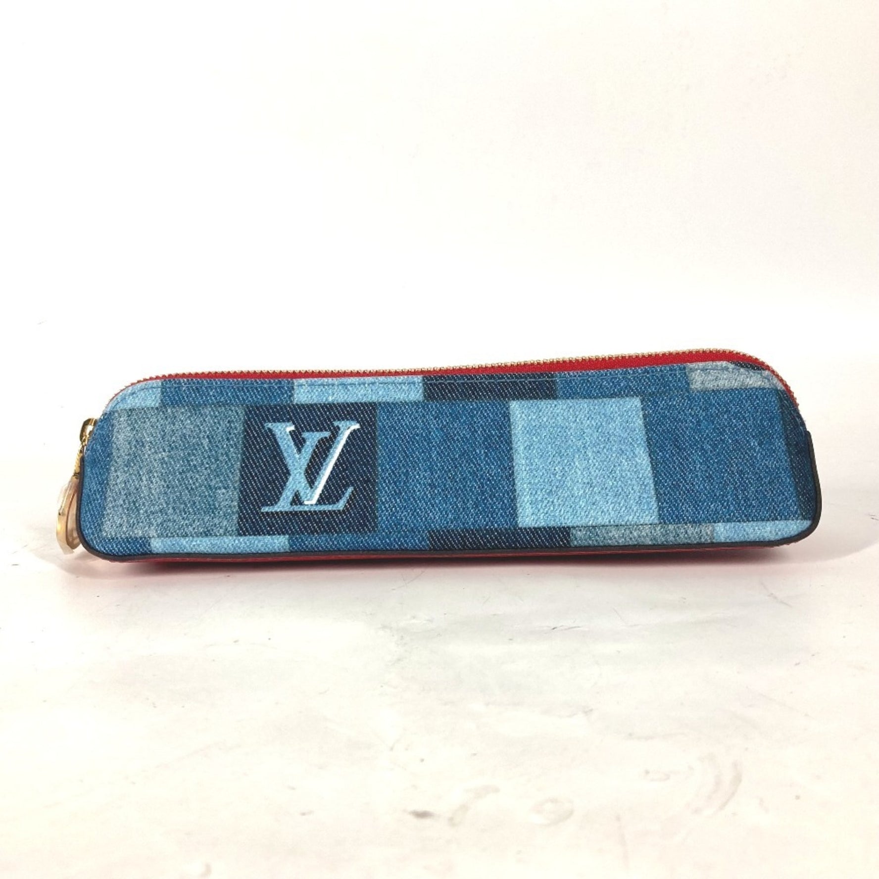 LOUIS VUITTON GI0444 Monogram Denim Truth Elisabeth Pencil Case Stationery Pen Women's Blue