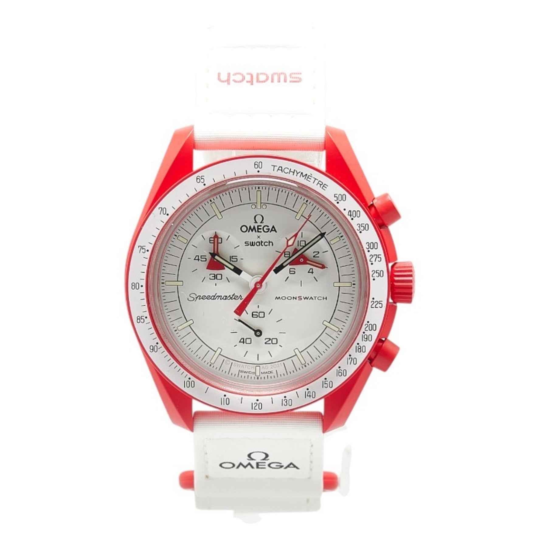 OMEGA x Swatch Moon MISSION TO MARS Wristwatch Quartz White Dial Ceramic Nylon