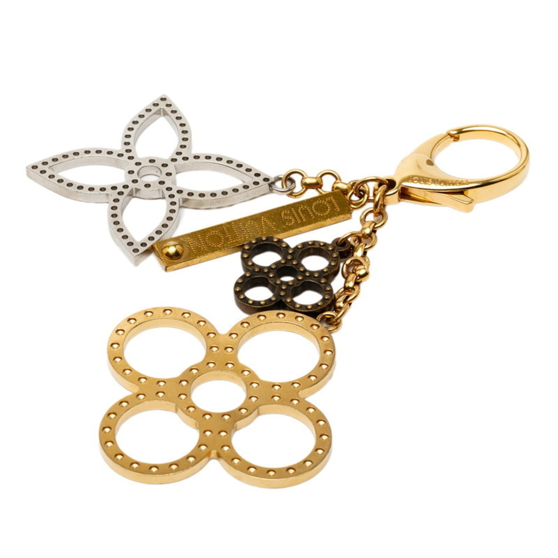 Louis Vuitton Flower Bijou Sac Taberge Keychain/Key Ring Charm Gold/Silver Plated Metal LOUIS VUITTON