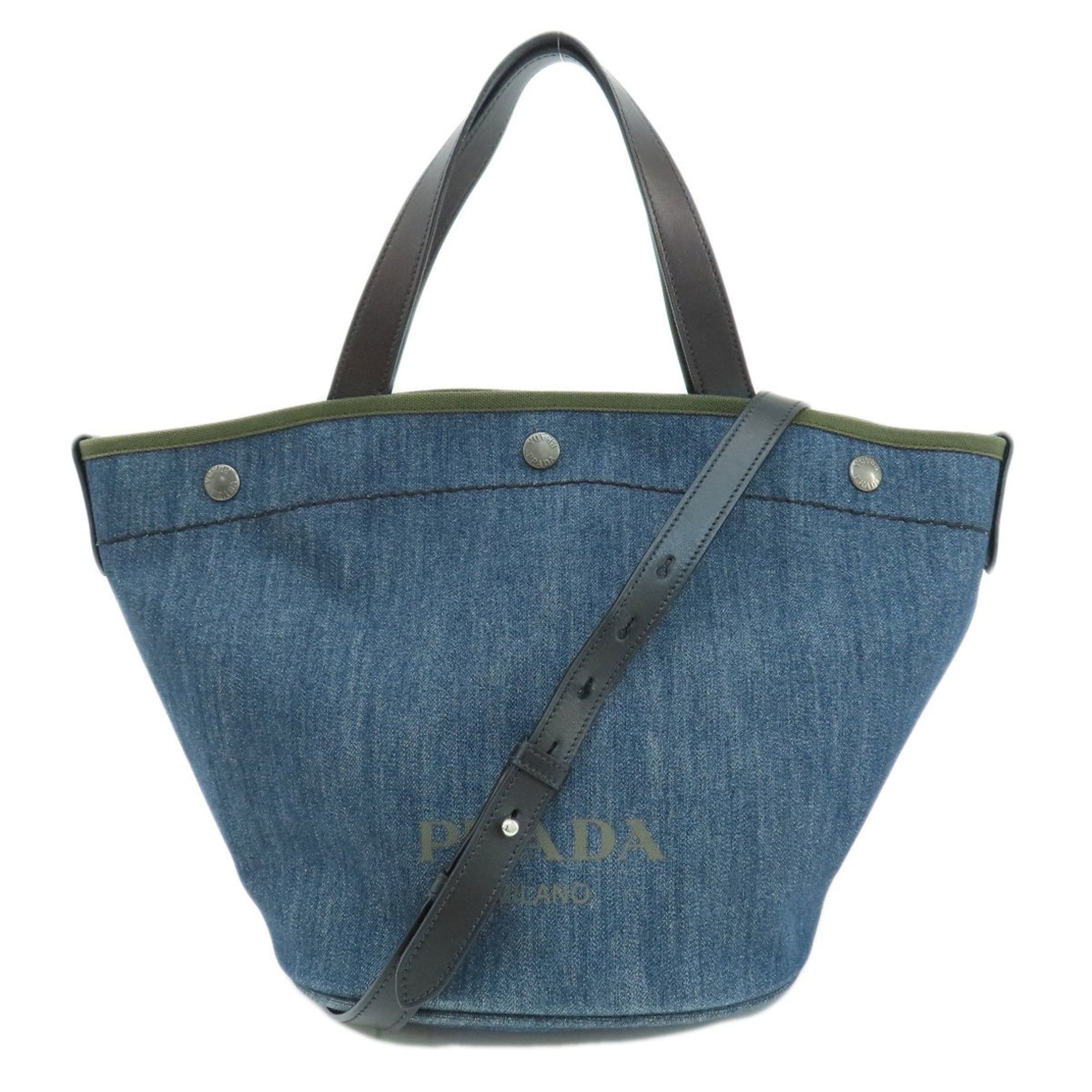 Prada 1BG244 Bucket Handbag Denim Women's