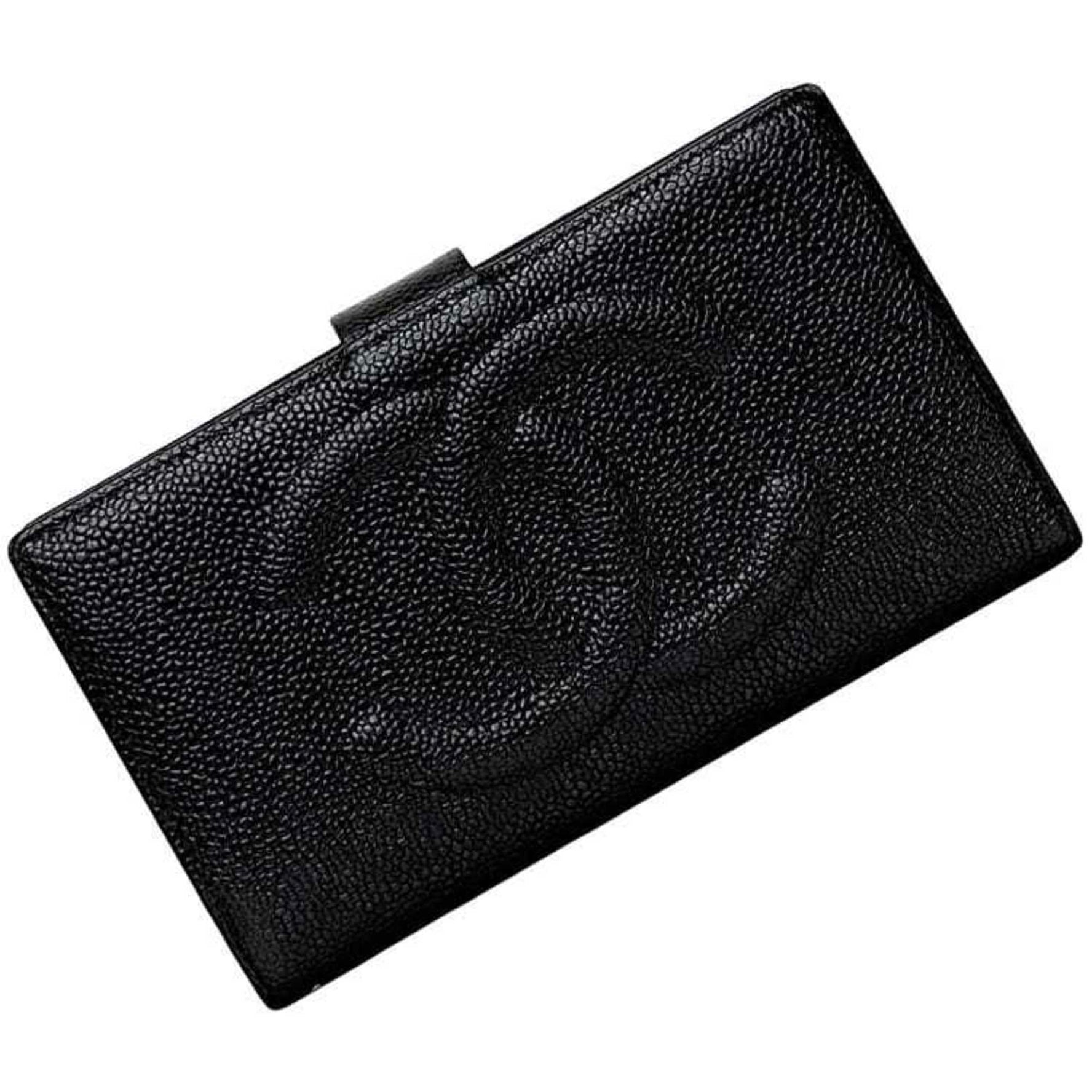 Chanel Bi-fold Long Wallet f-22076 Black A13498 Leather Caviar Skin 5th Series CHANEL Coco Mark Clasp Folding