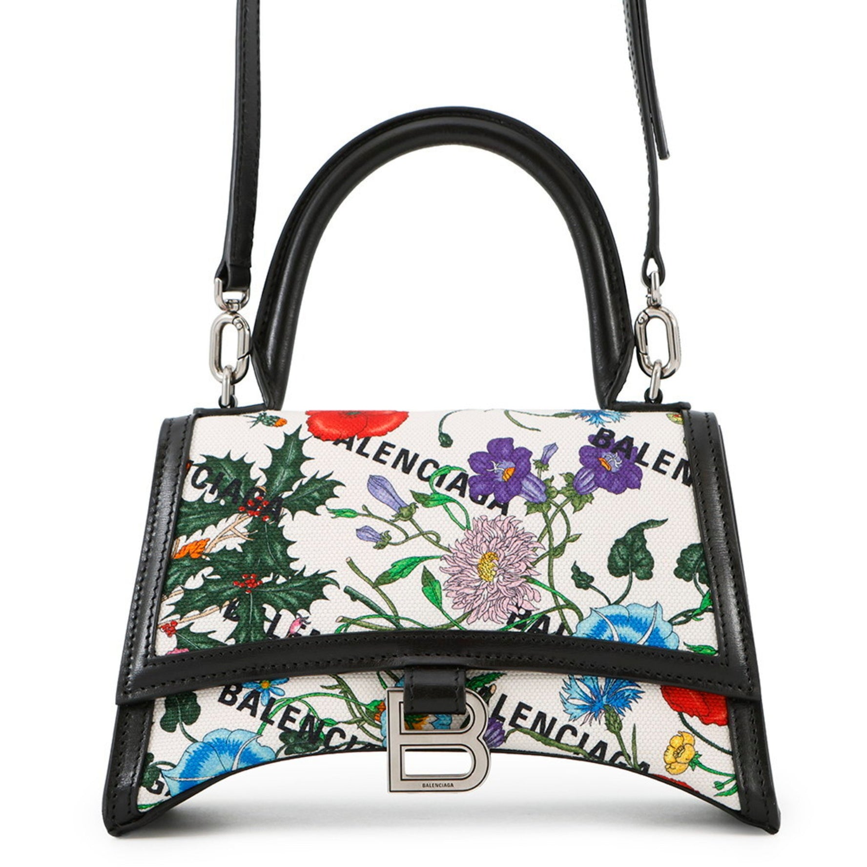 Gucci handbag, Balenciaga collaboration, Hacker Project Flora Hourglass small