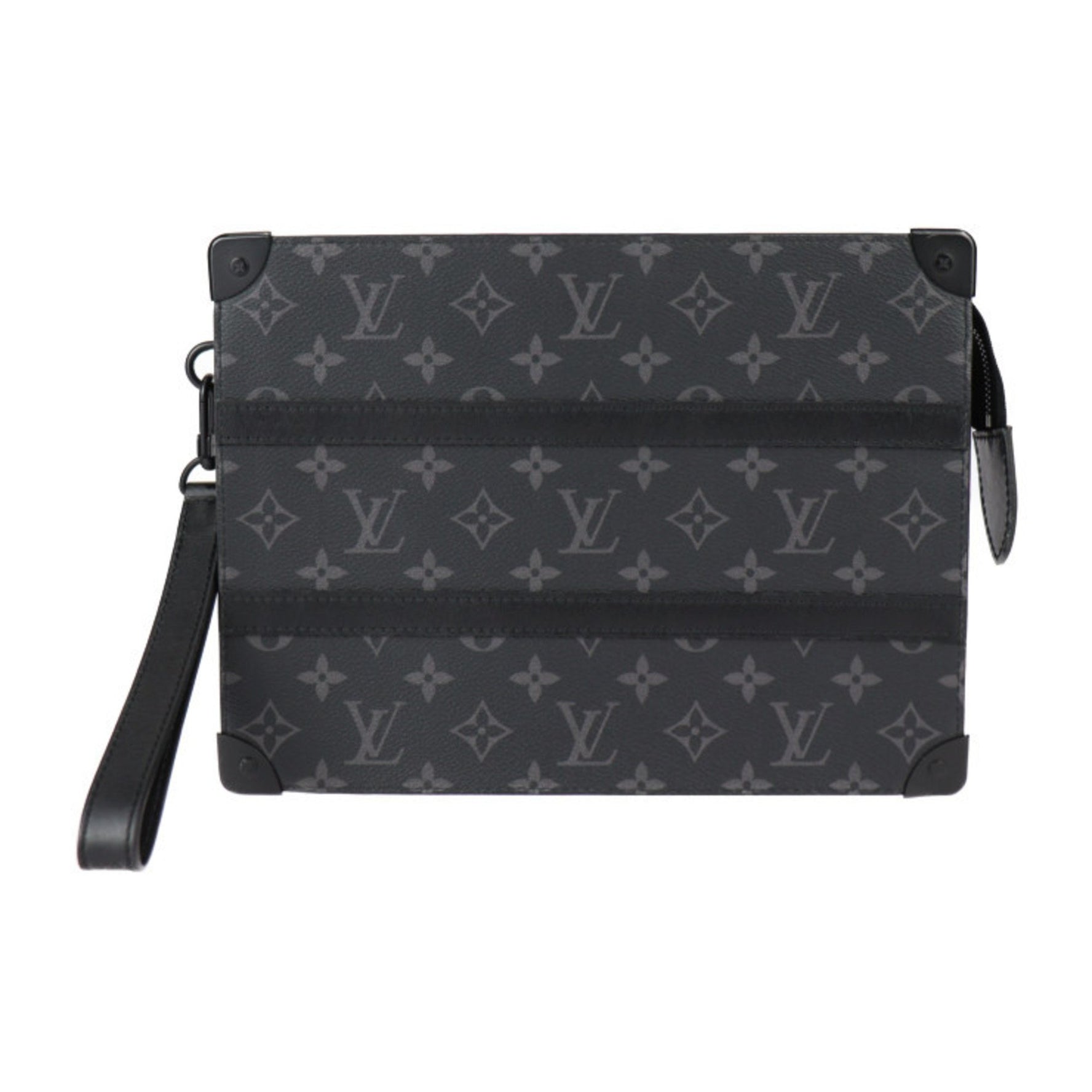 LOUIS VUITTON Louis Vuitton Trunk Pochette Second Bag M45937 Monogram Eclipse Leather Black and Gray Clutch Pouch R2424113008100