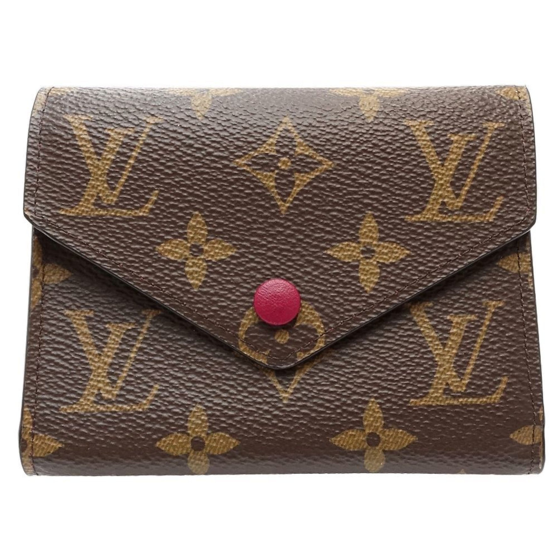 Louis Vuitton Monogram Tri-fold Wallet Portefeuille Victorine Brown Fuchsia